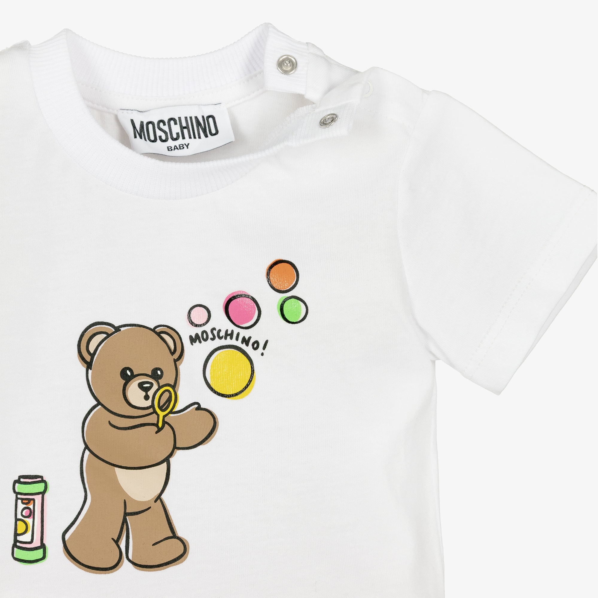 Baby Girls White Bubble Bear T-Shirt & Pink Shorts Set - View 4