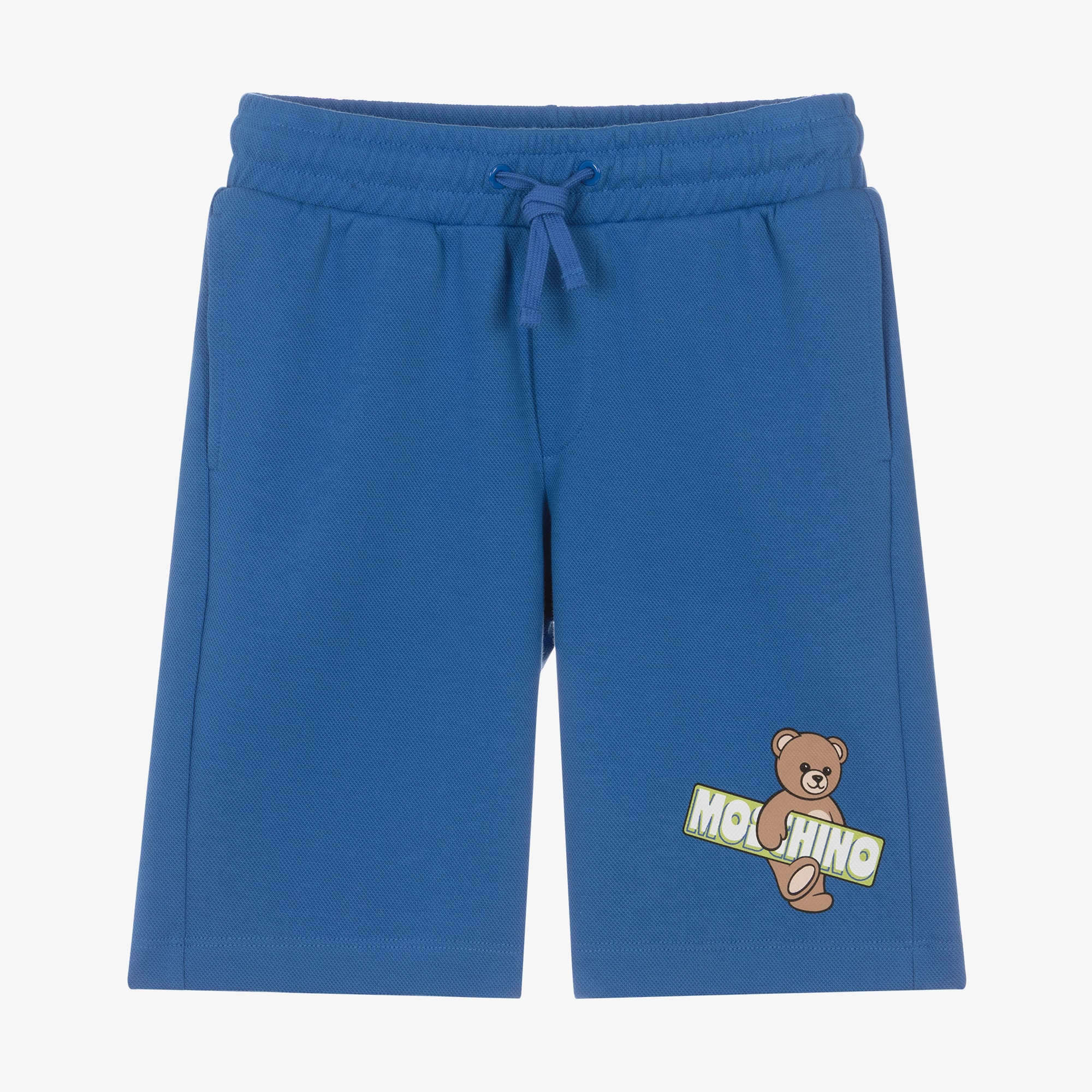 Boys Ivory Cotton Piqué Teddy Bear Shorts - View 1