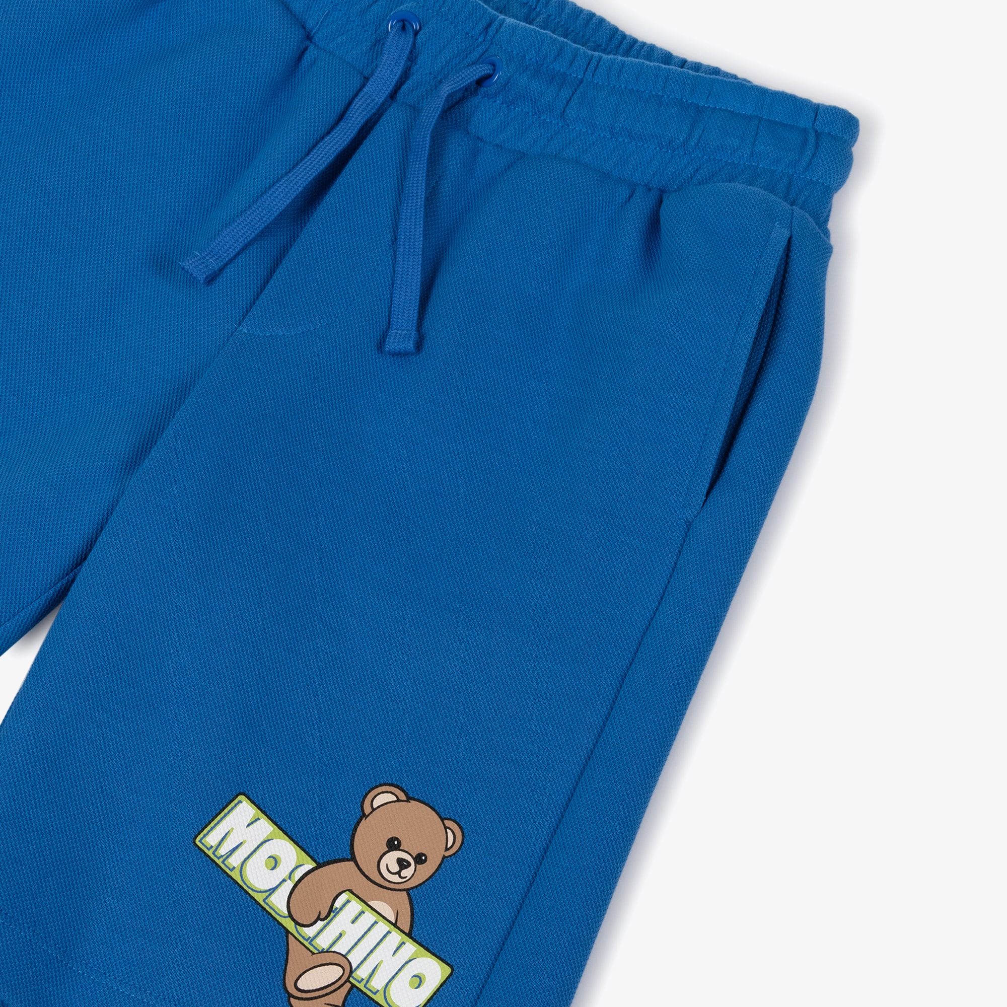 Boys Ivory Cotton Piqué Teddy Bear Shorts - View 3