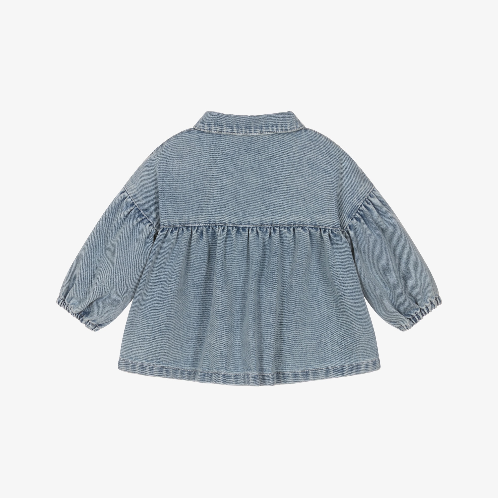 Girls Blue Denim Jacket with Teddy Bear Pockets - View 2