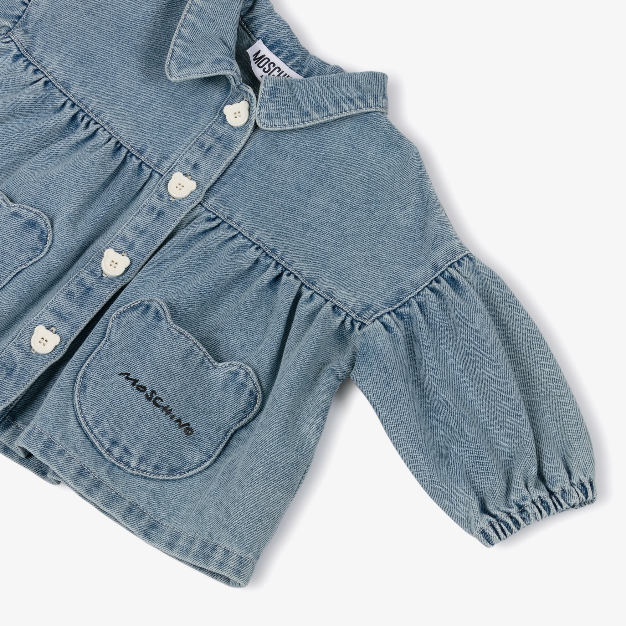 Girls Blue Denim Jacket with Teddy Bear Pockets - View 4