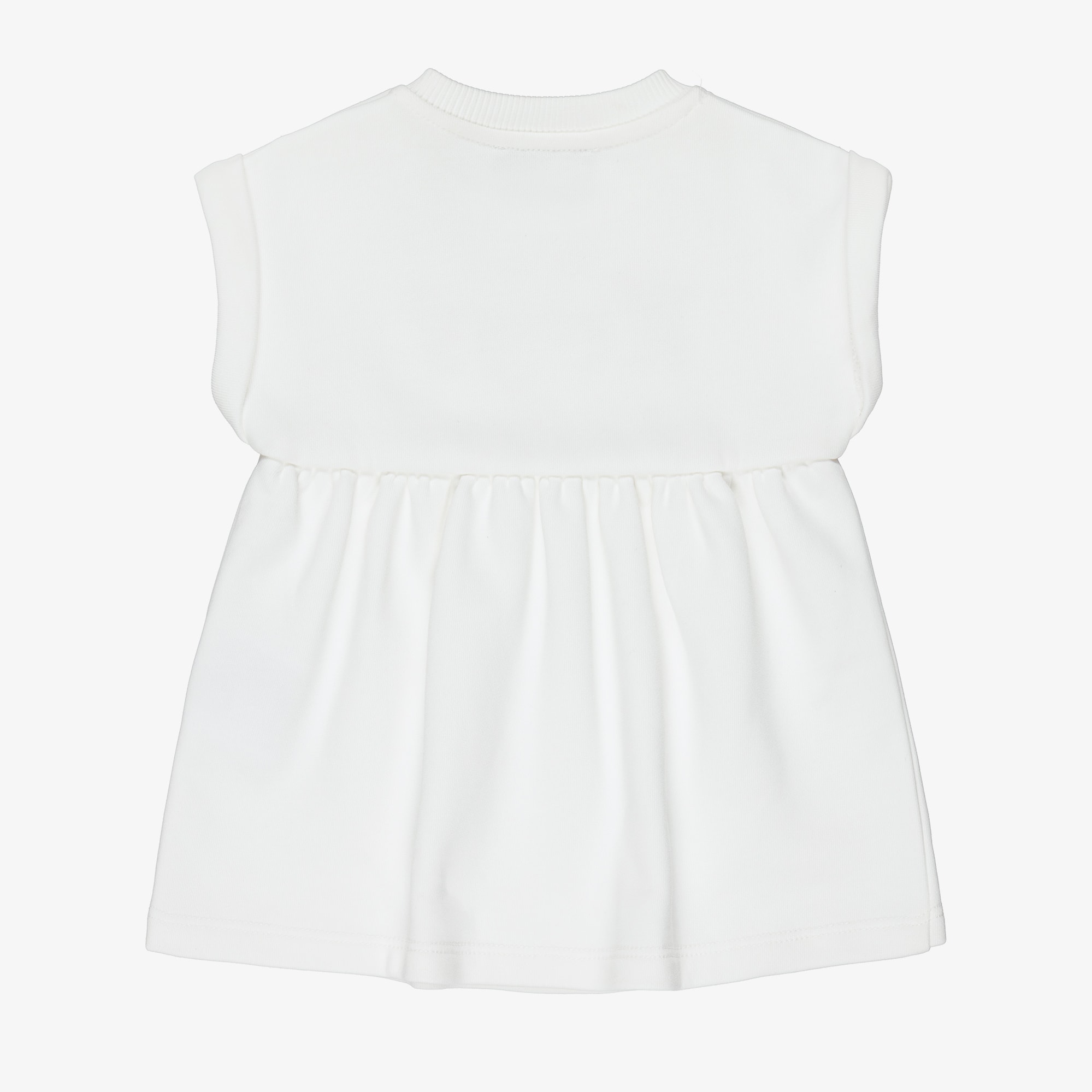 Girls Ivory Cotton Teddy Bear Logo Dress with Paper Airplanes - View 2