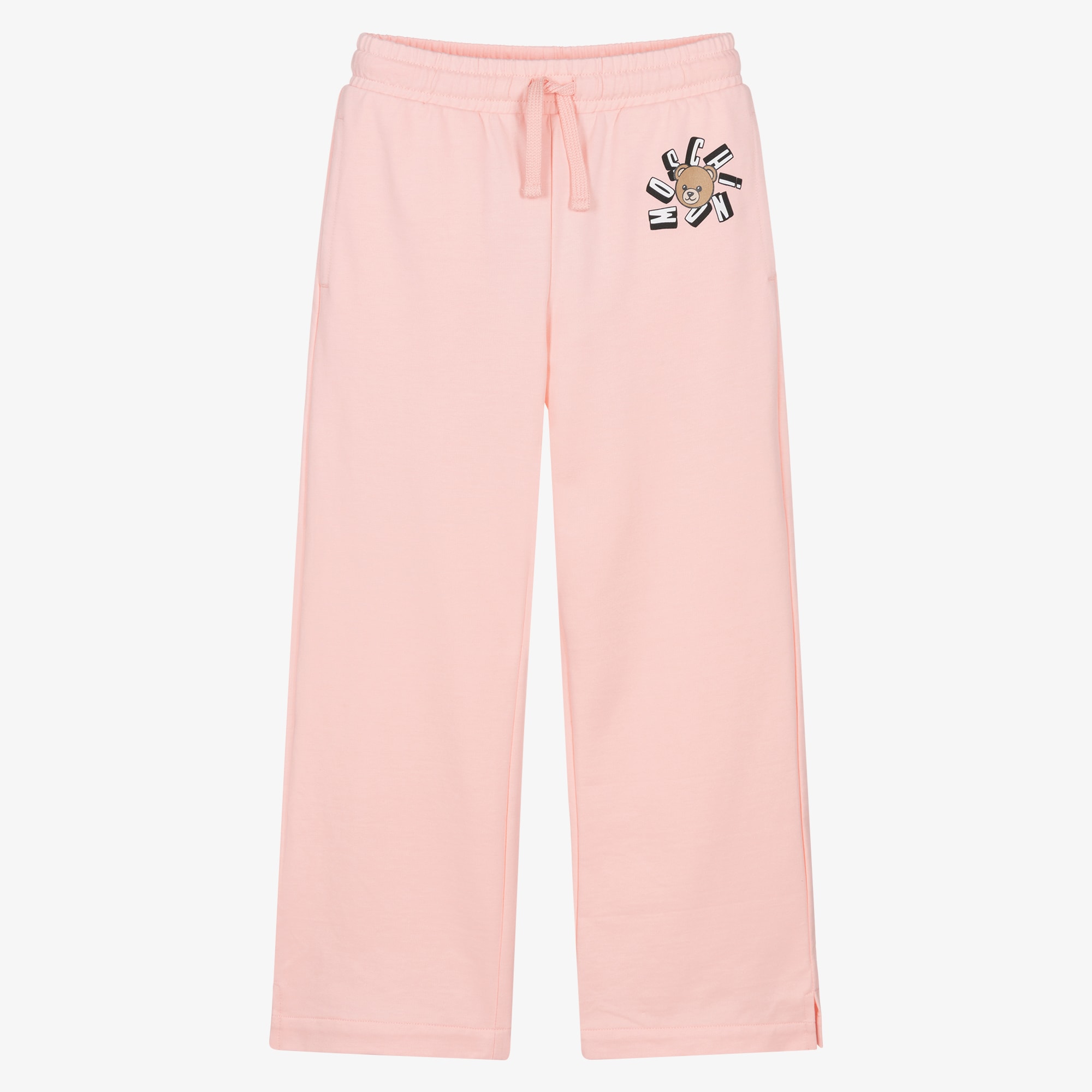 Girls Pastel Pink Cotton Jersey Joggers with Logo Print - View 1