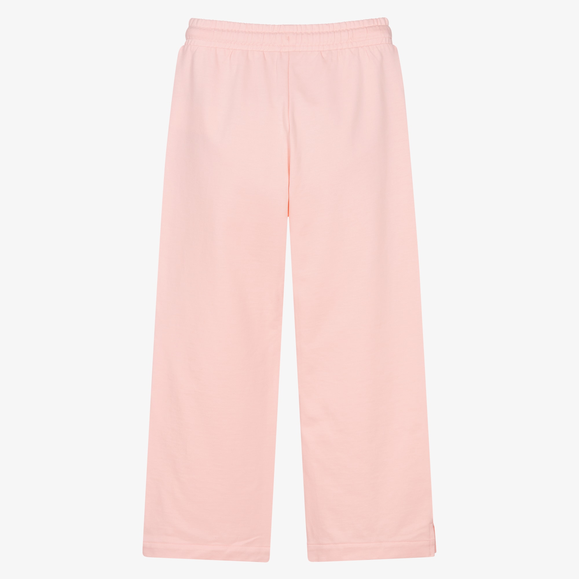 Girls Pastel Pink Cotton Jersey Joggers with Logo Print - View 2
