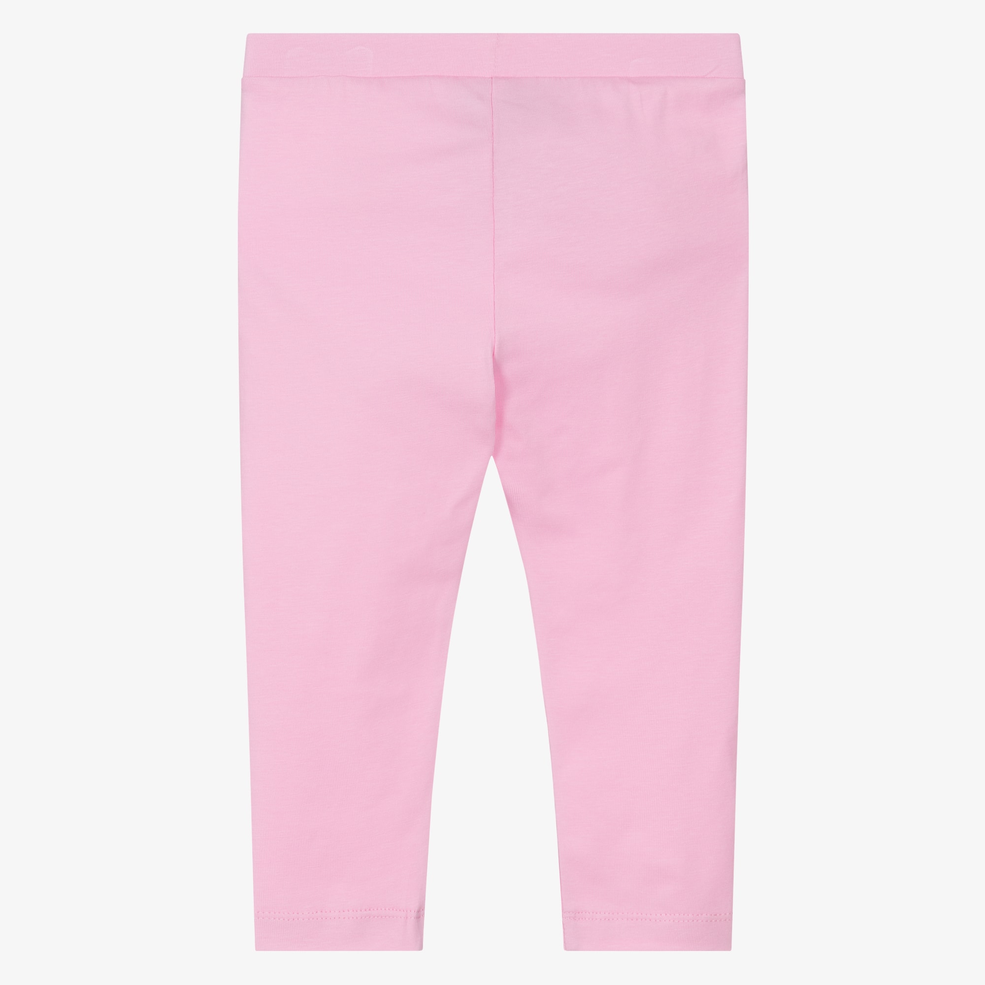 Girls Pink Heart & Teddy Bear Logo Cotton Leggings - View 2