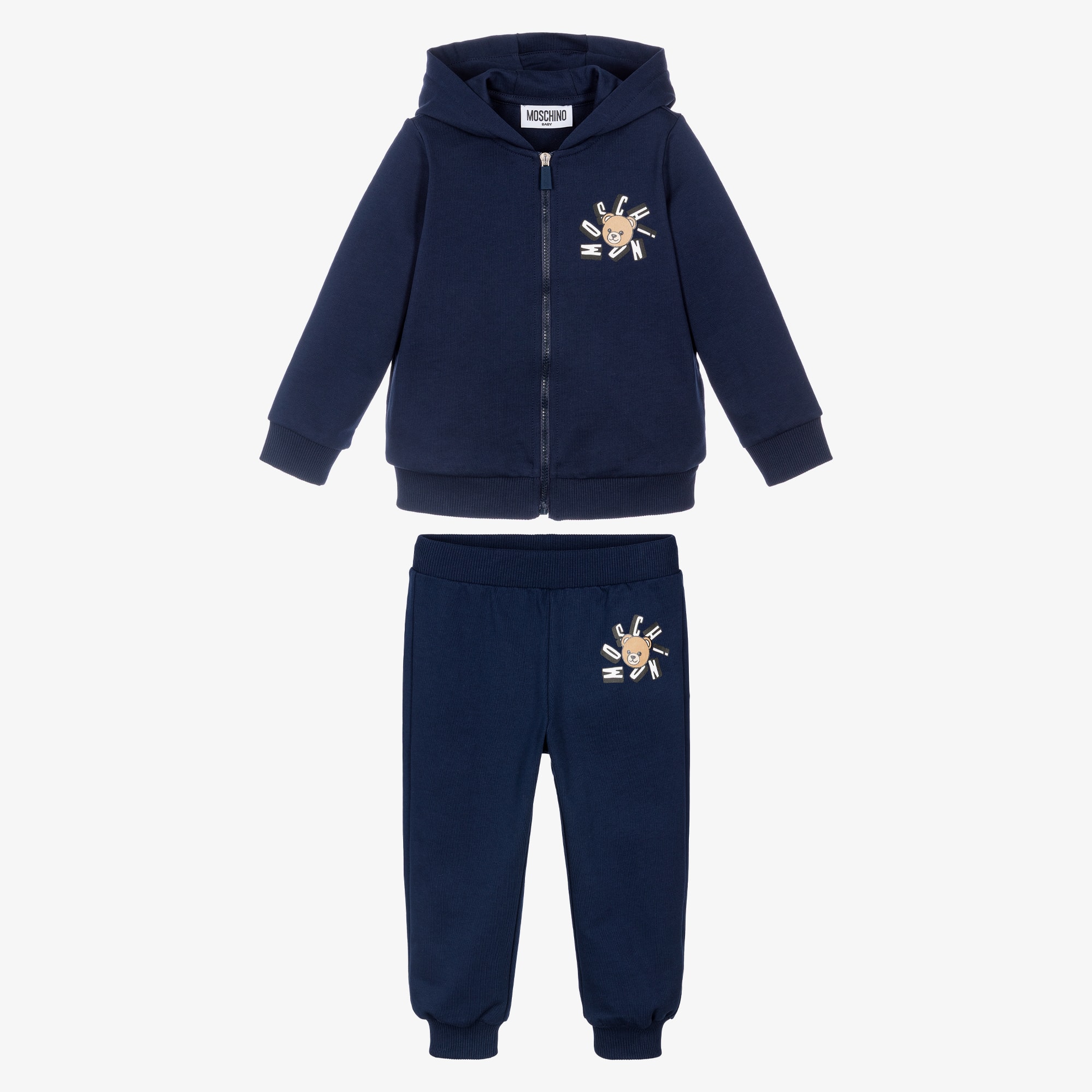 Navy Blue Cotton Teddy Bear Logo Tracksuit - View 2