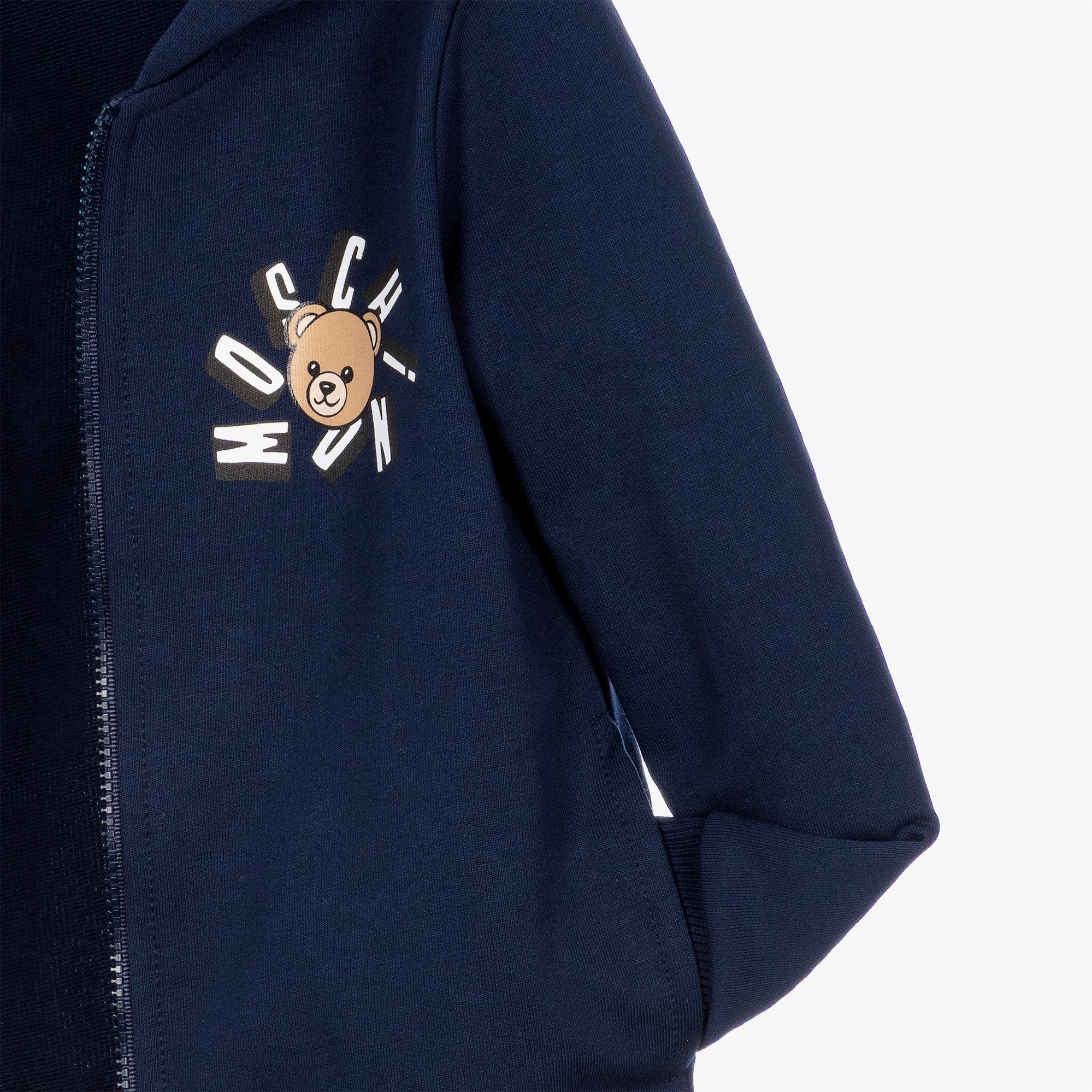 Navy Blue Cotton Teddy Bear Logo Tracksuit - View 4