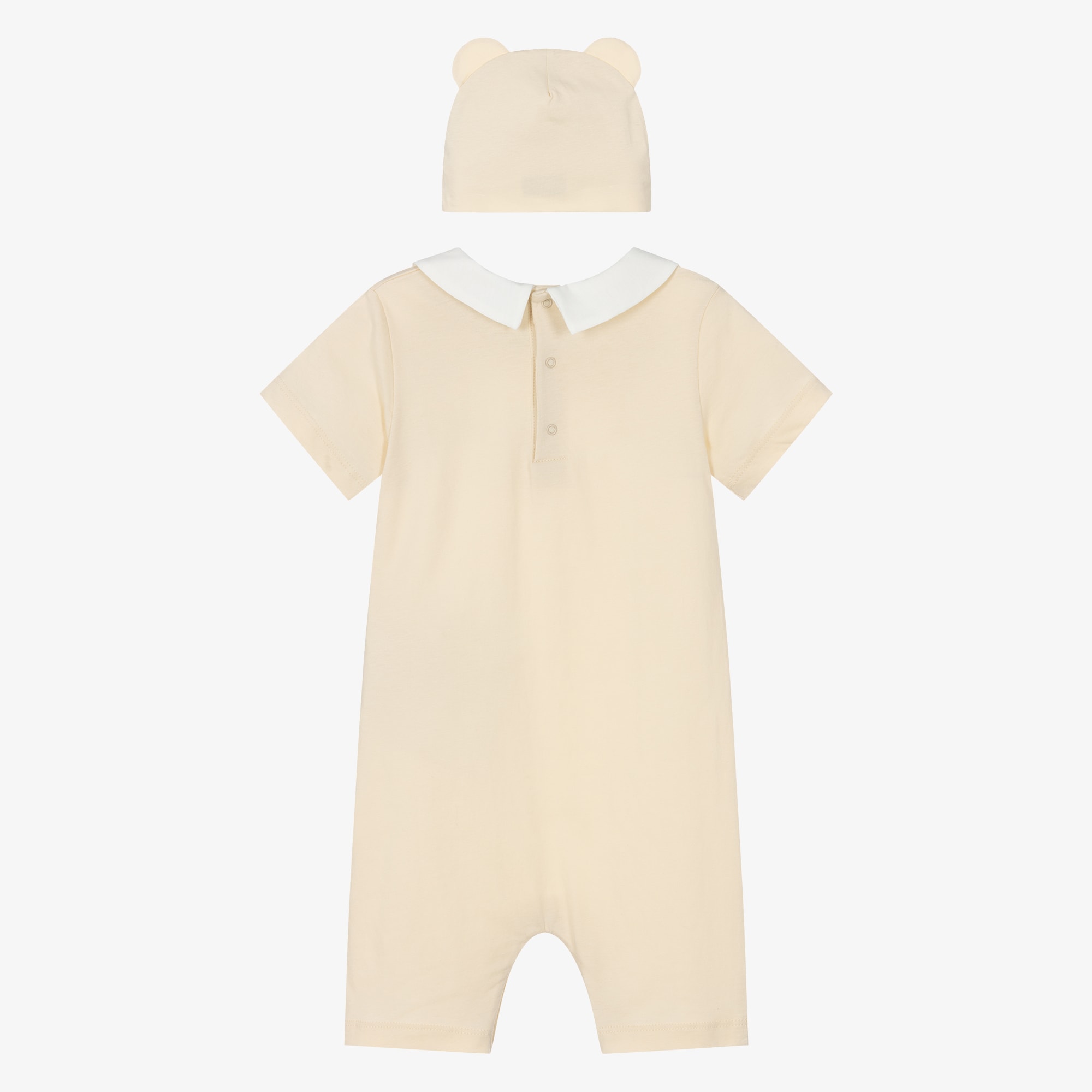 Pale Beige Cotton Teddy Bear Hat & Shortie Set - View 2