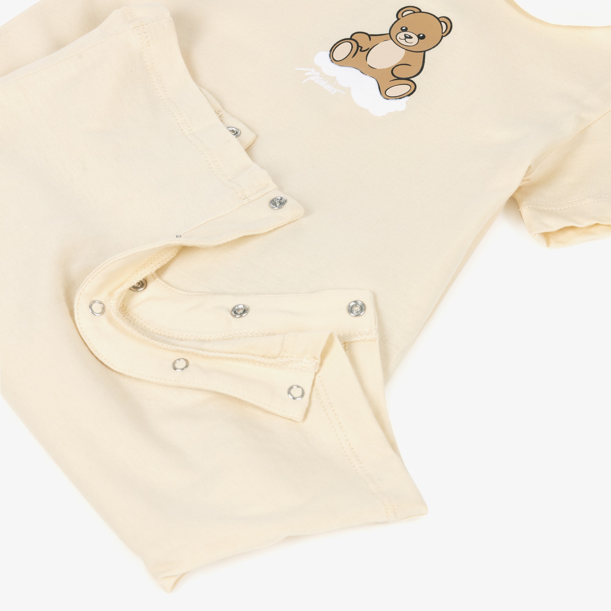 Pale Beige Cotton Teddy Bear Hat & Shortie Set - View 3