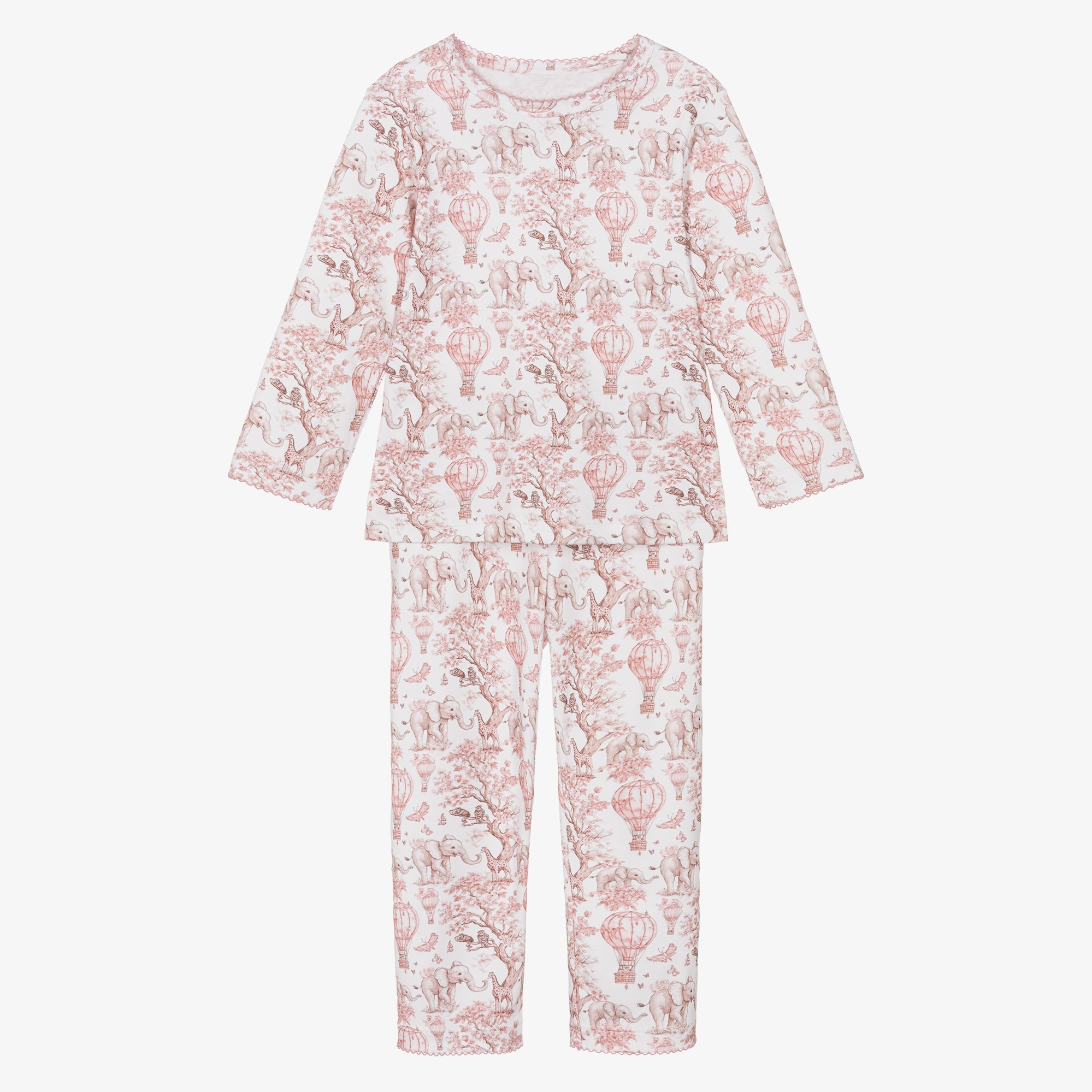 Beige Supima Toile de Juoy Pyjamas with African Animals Print - View 1
