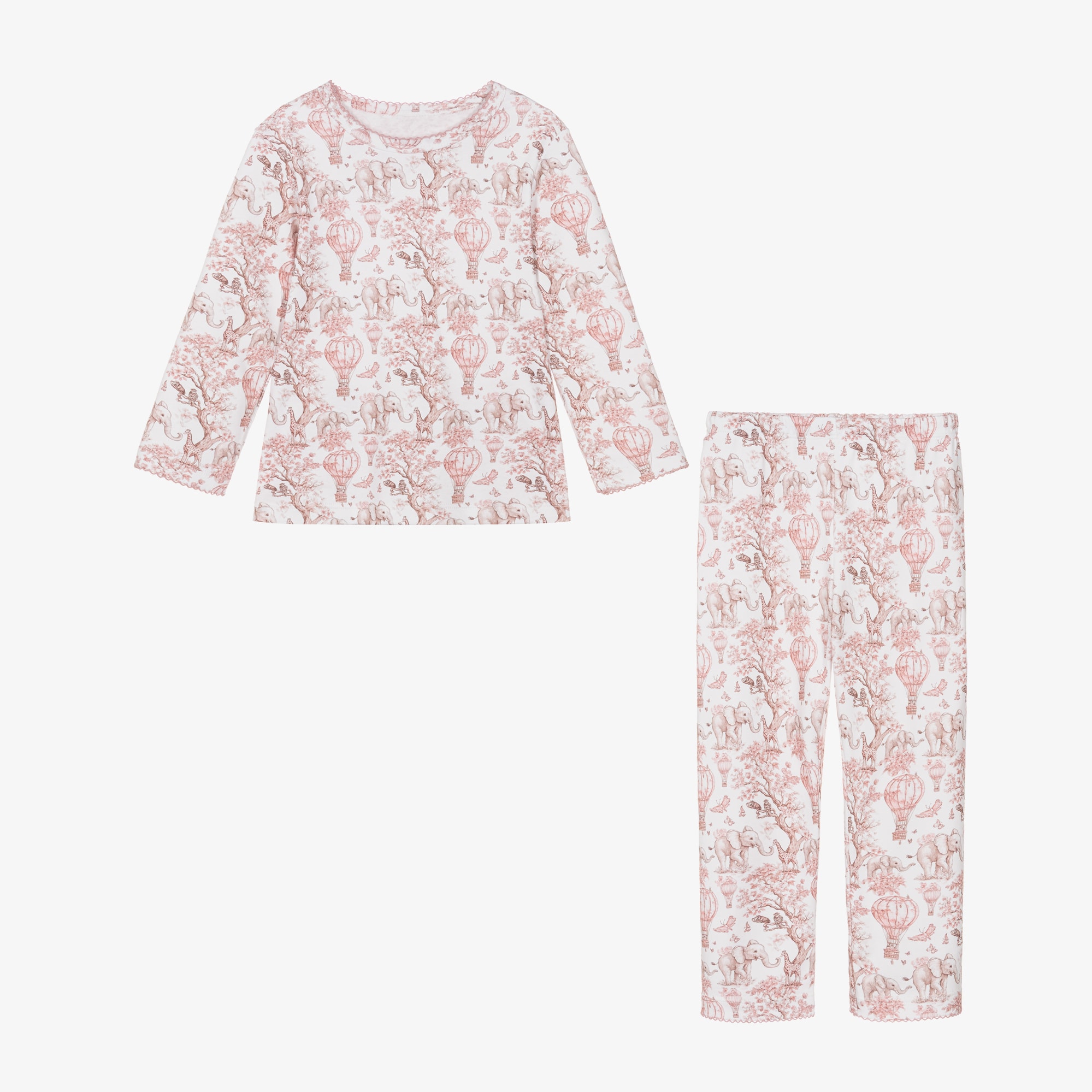 Beige Supima Toile de Juoy Pyjamas with African Animals Print - View 2