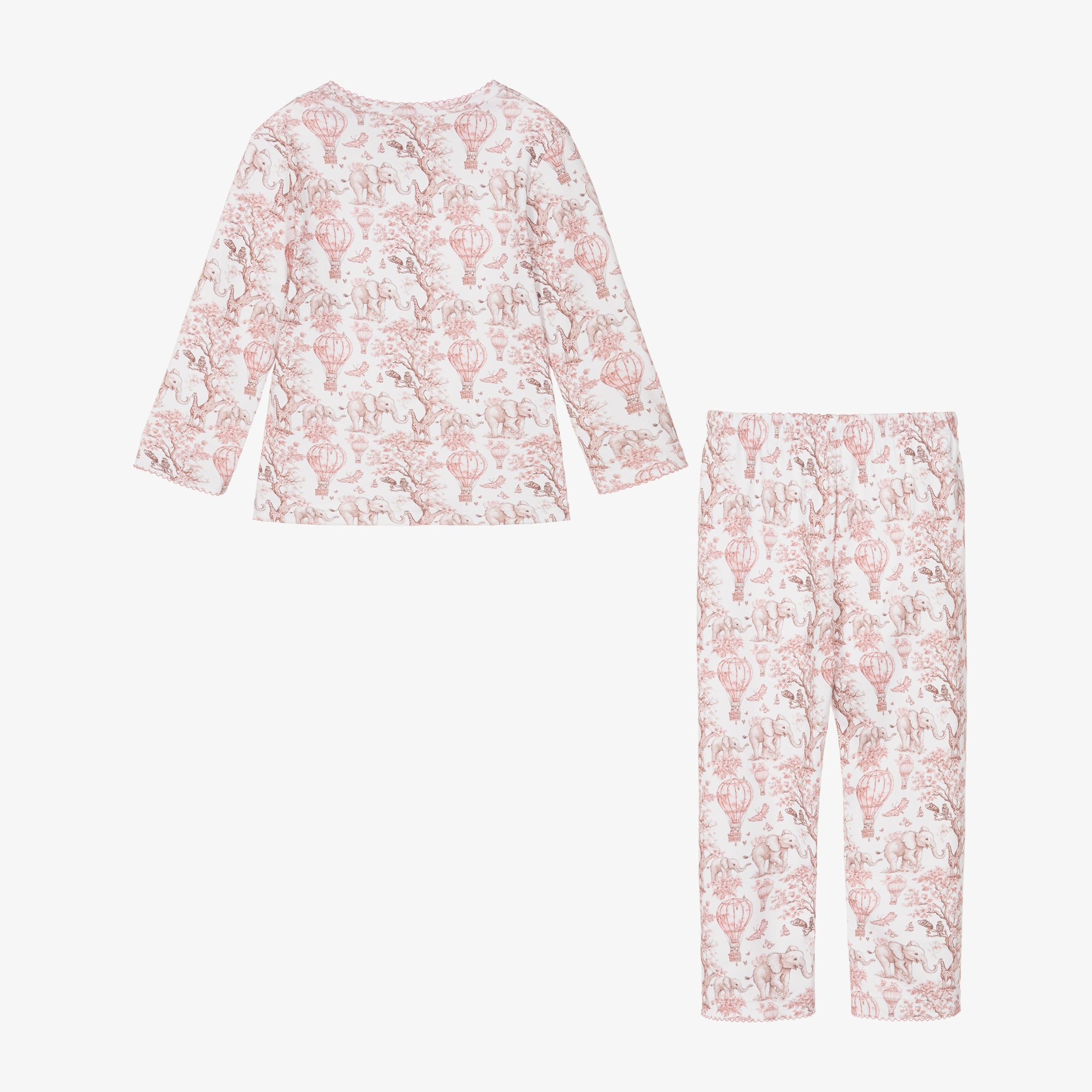Beige Supima Toile de Juoy Pyjamas with African Animals Print - View 3