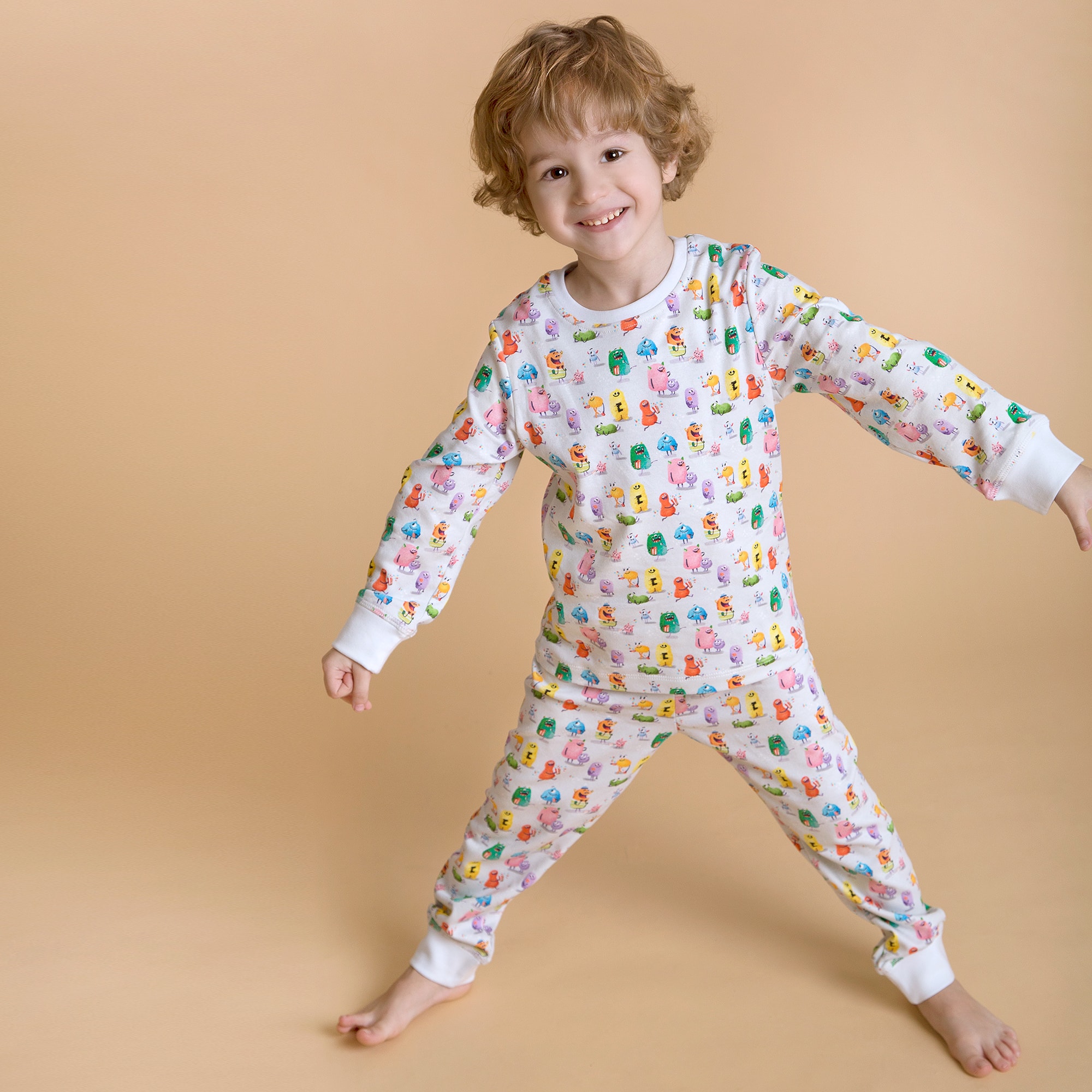 Boys Blue Supima Cotton Monsters Pyjamas - View 2