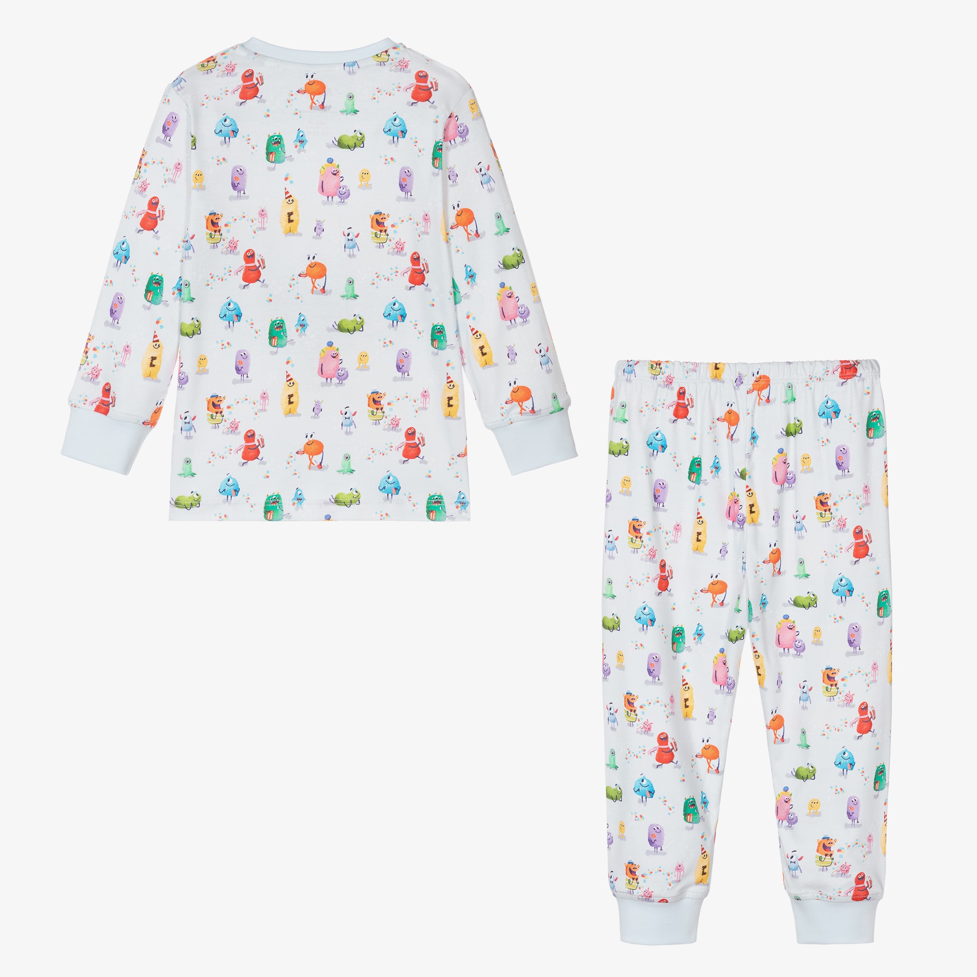 Boys Blue Supima Cotton Monsters Pyjamas - View 4