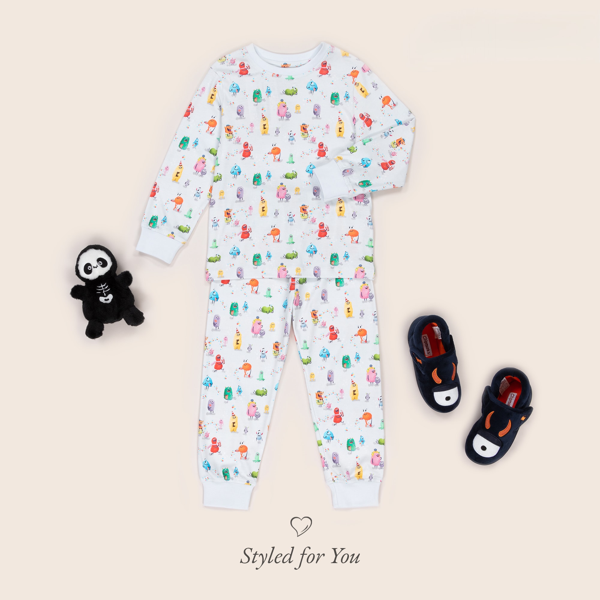 Boys Blue Supima Cotton Monsters Pyjamas - View 5