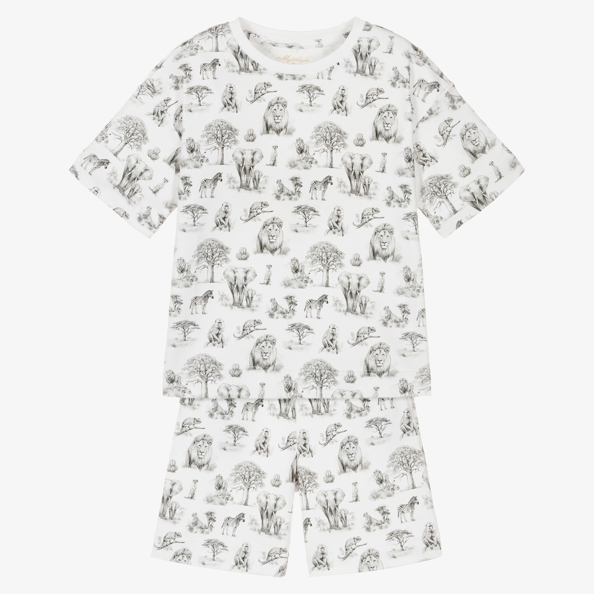 White & Grey Wild Horizon Supima Cotton Short Pyjamas - View 1
