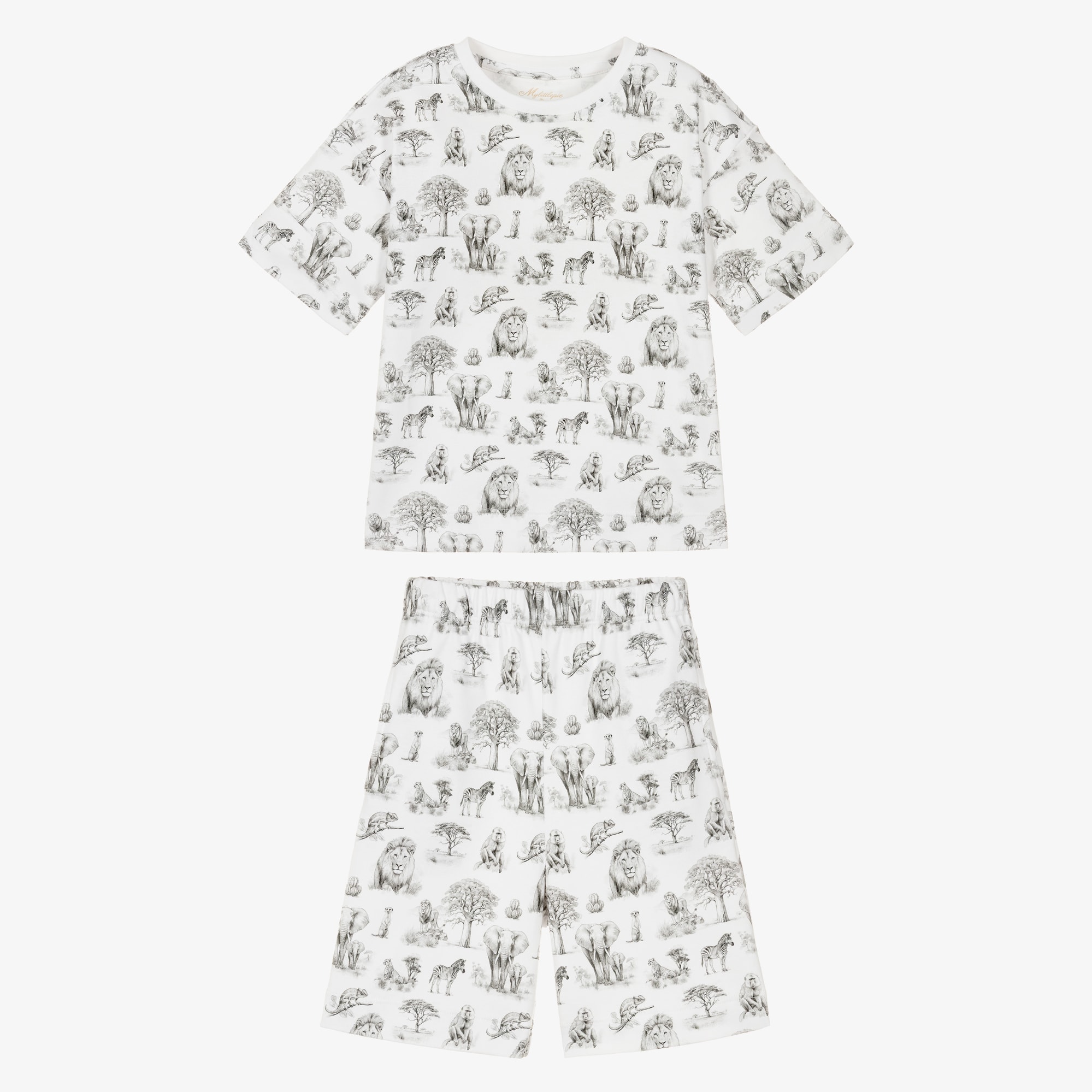 White & Grey Wild Horizon Supima Cotton Short Pyjamas - View 2