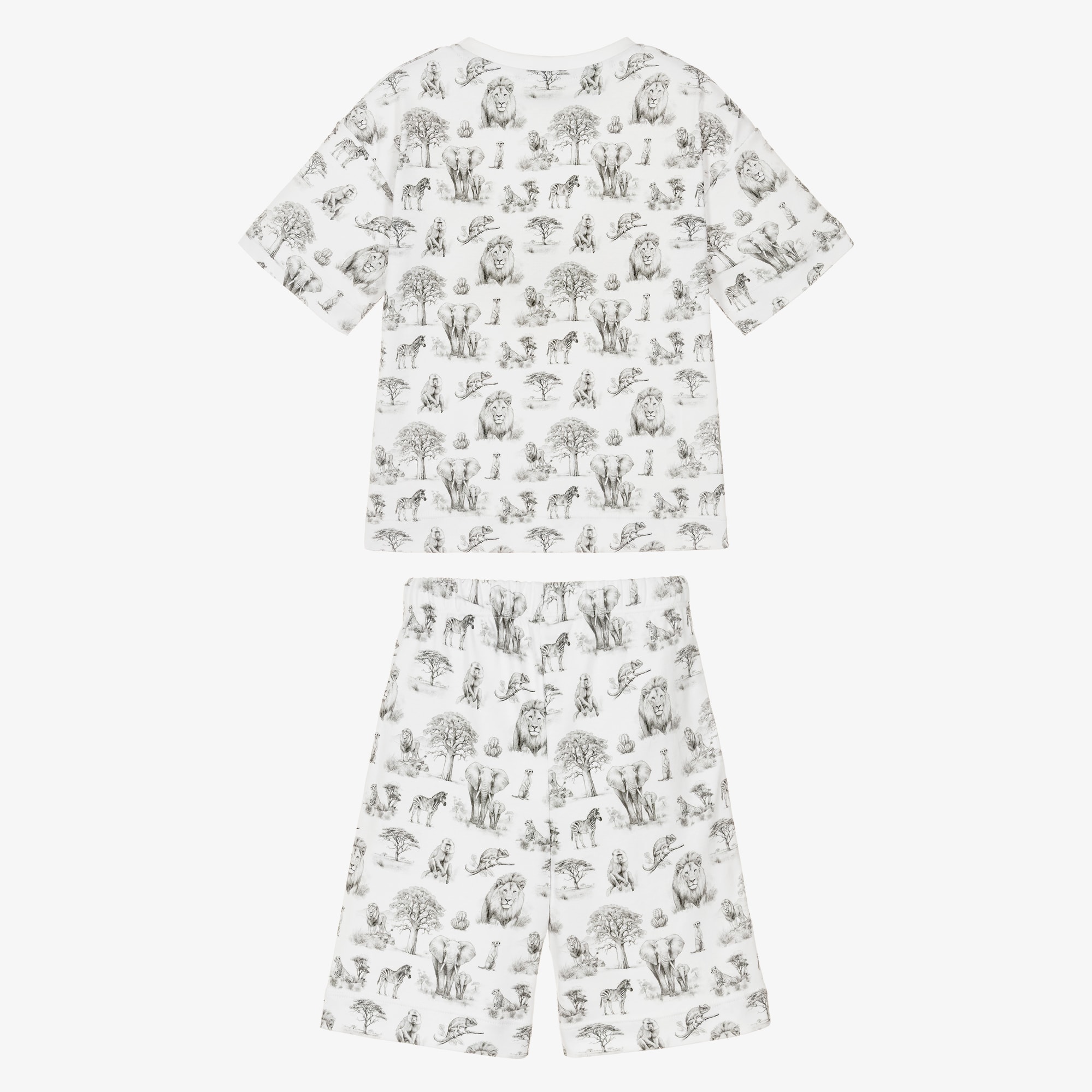 White & Grey Wild Horizon Supima Cotton Short Pyjamas - View 3