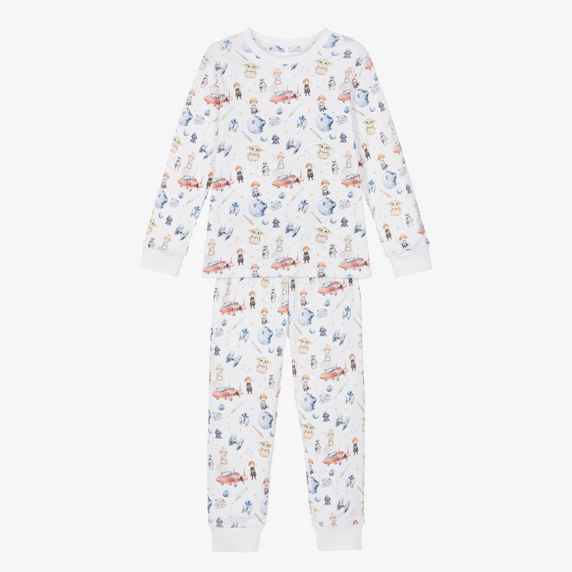 White Monster Print Supima Cotton Pyjamas - View 1