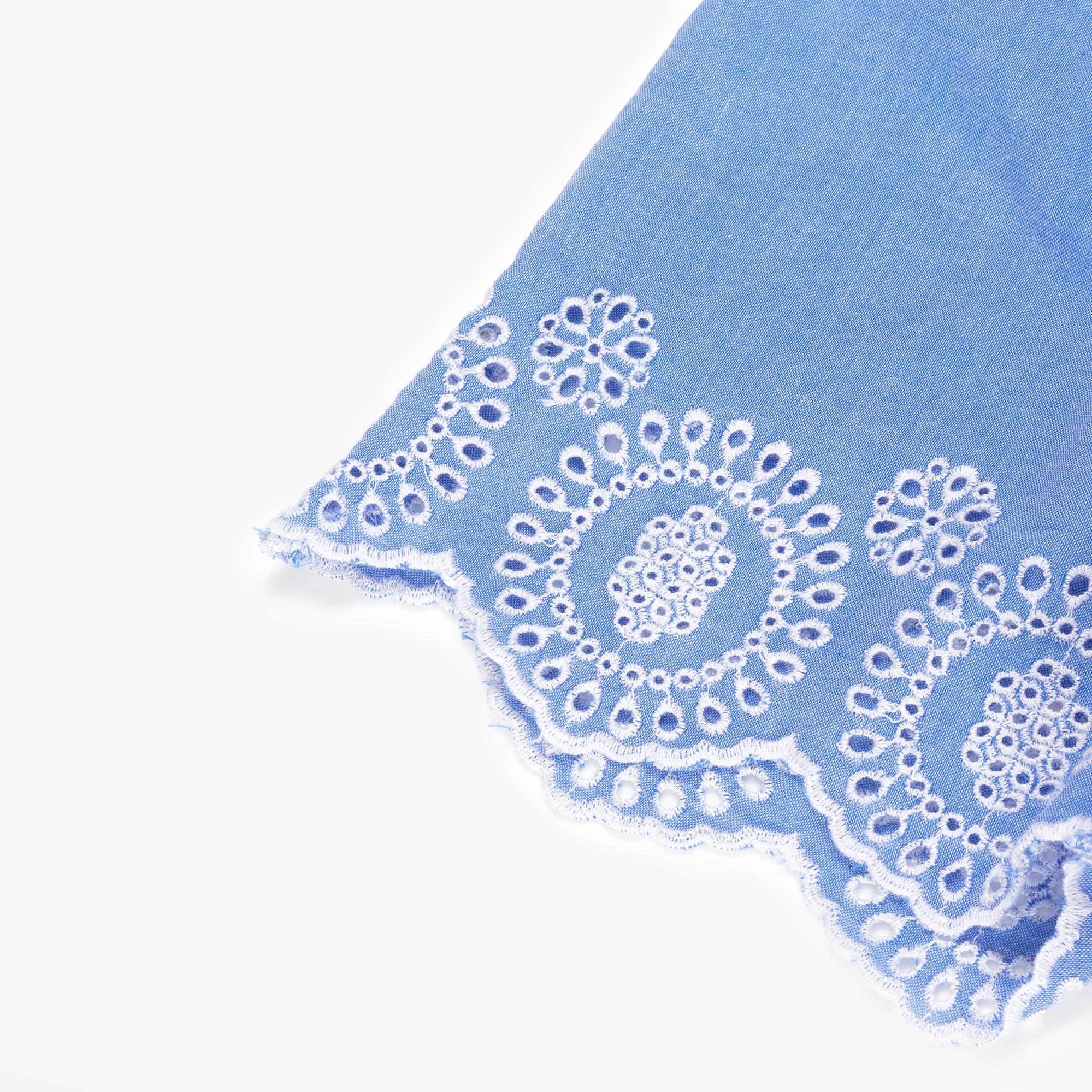 Girls Blue Broderie Detail Chambray Shorts - View 3