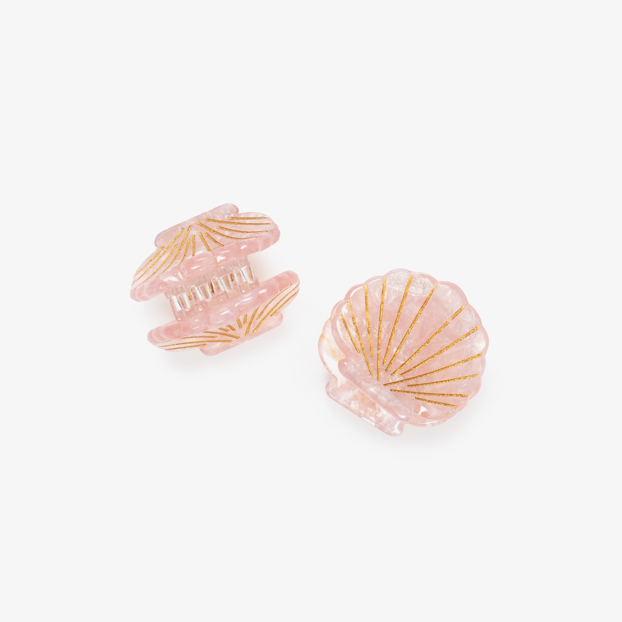 Girls Pearlescent Pink Shell Hair Clips (2 Pack) - View 4