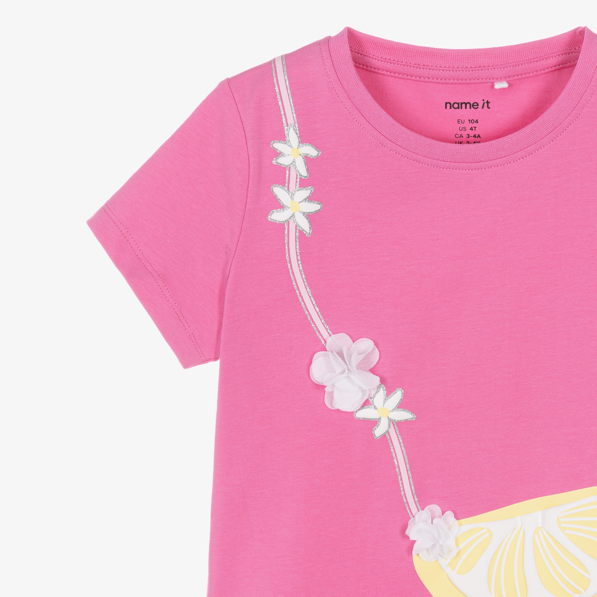 Girls Pink Organic Cotton Shorts Set with Lemon Print - View 5