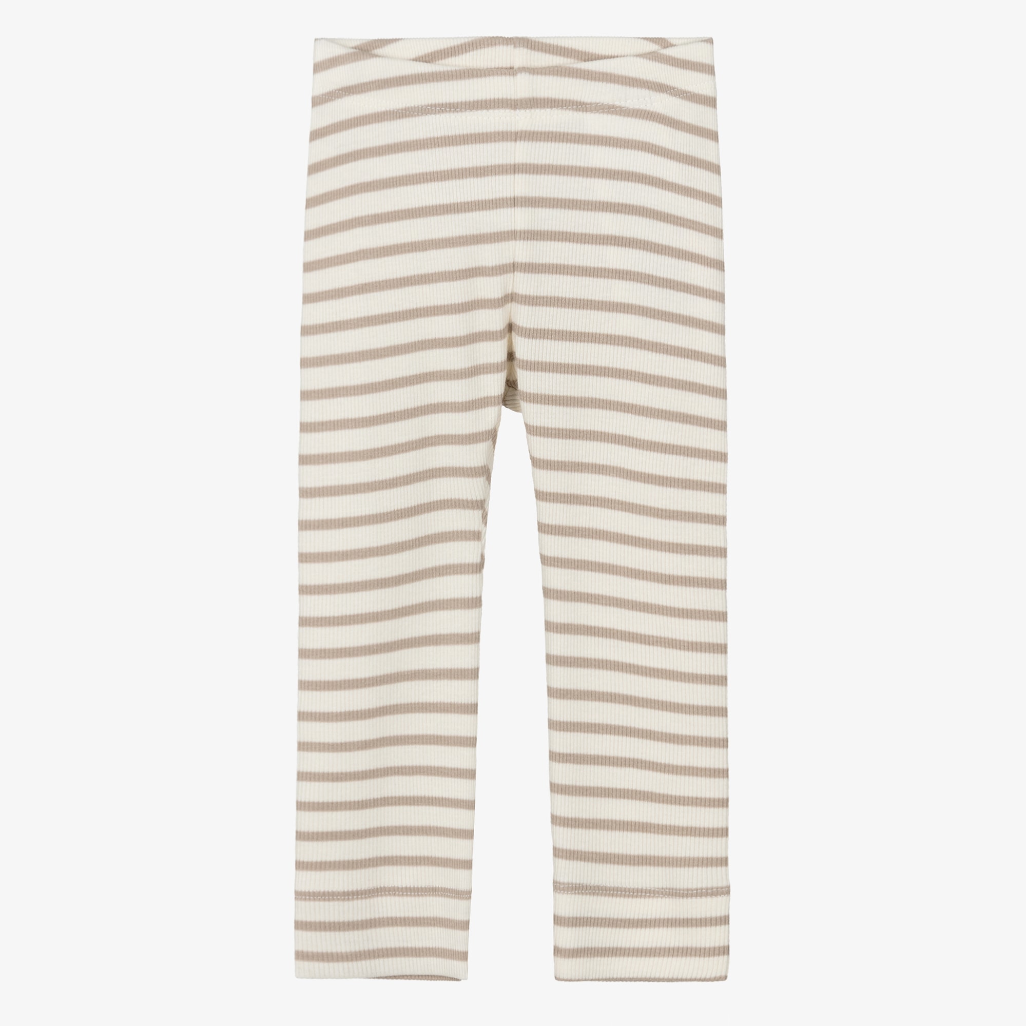 Ivory & Beige Striped Baby Leggings - View 1
