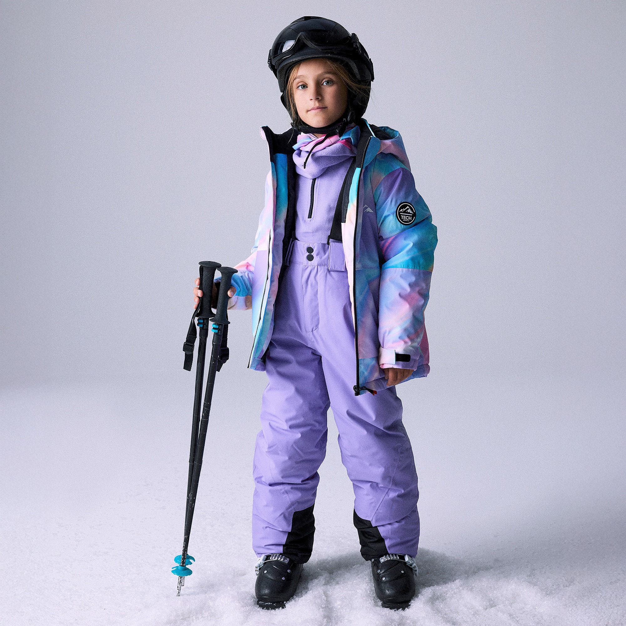 Lilac Purple Technical Ski Trousers with Shoulder Straps - View 2