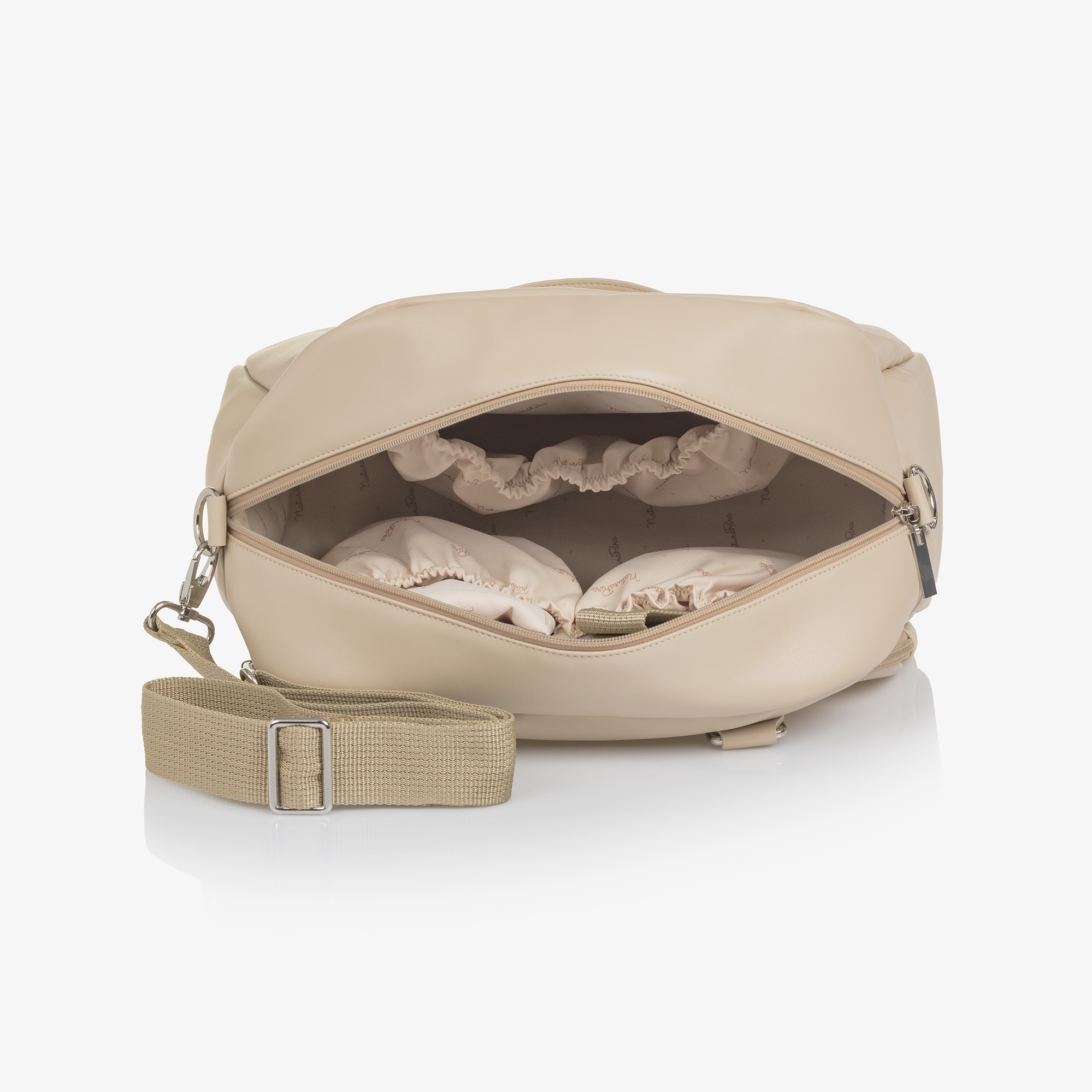 Baby Changing Bag in Beige Faux Leather (37cm) - View 5