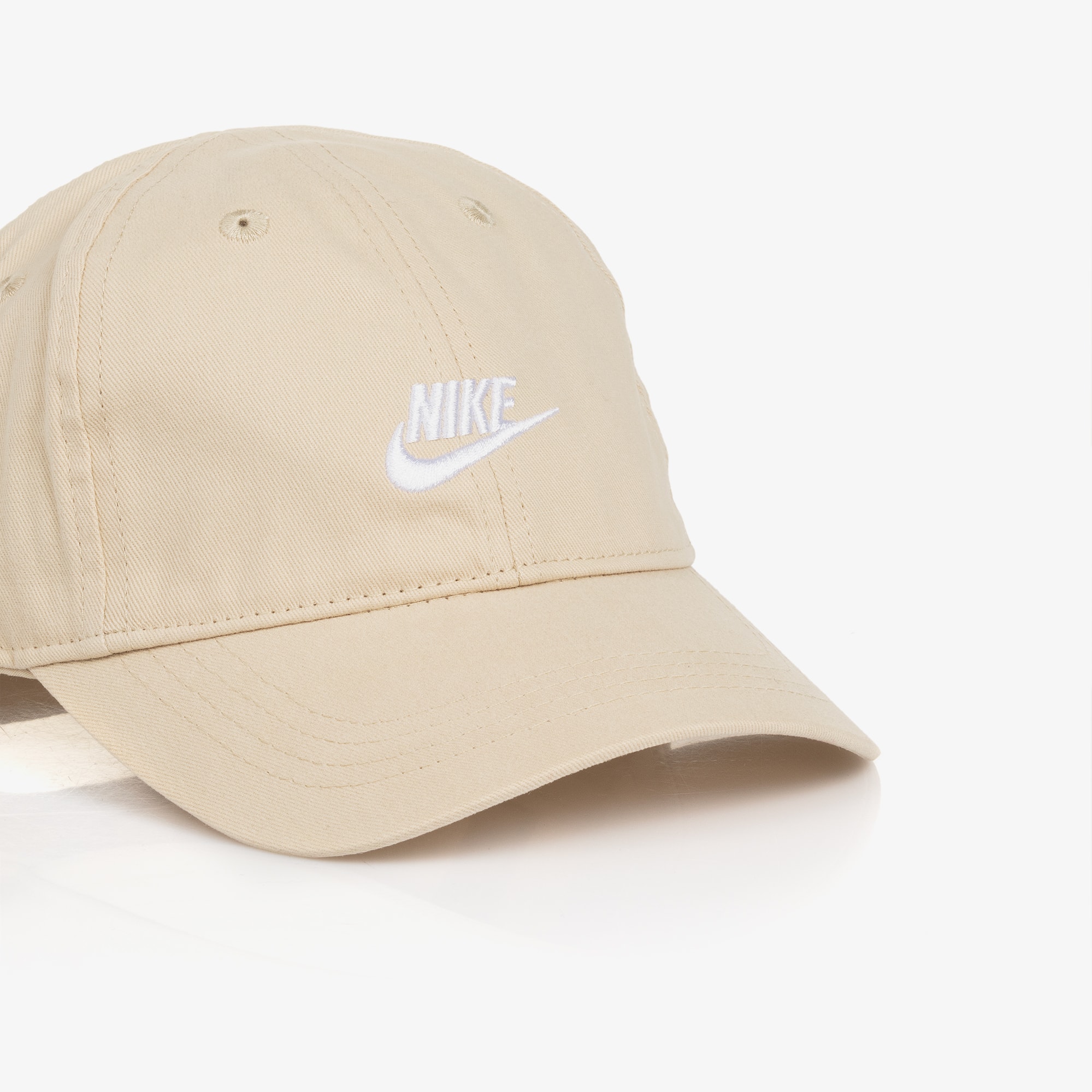 Beige Cotton Swoosh Logo Cap - View 4