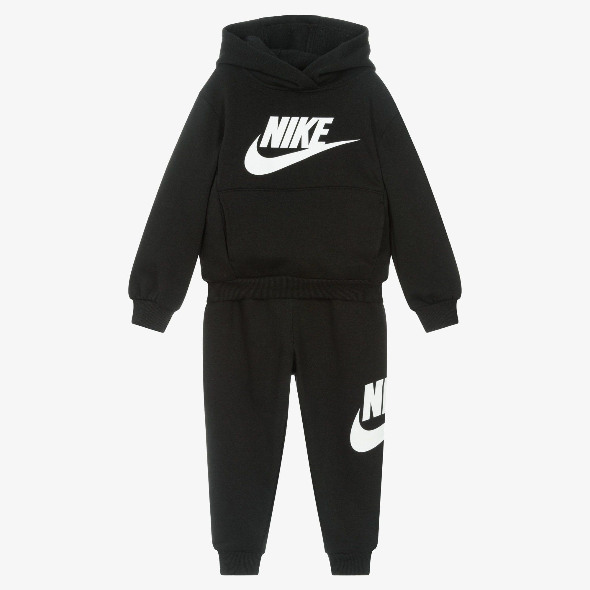 Black Cotton Tracksuit With Swoosh Logo - View 1
