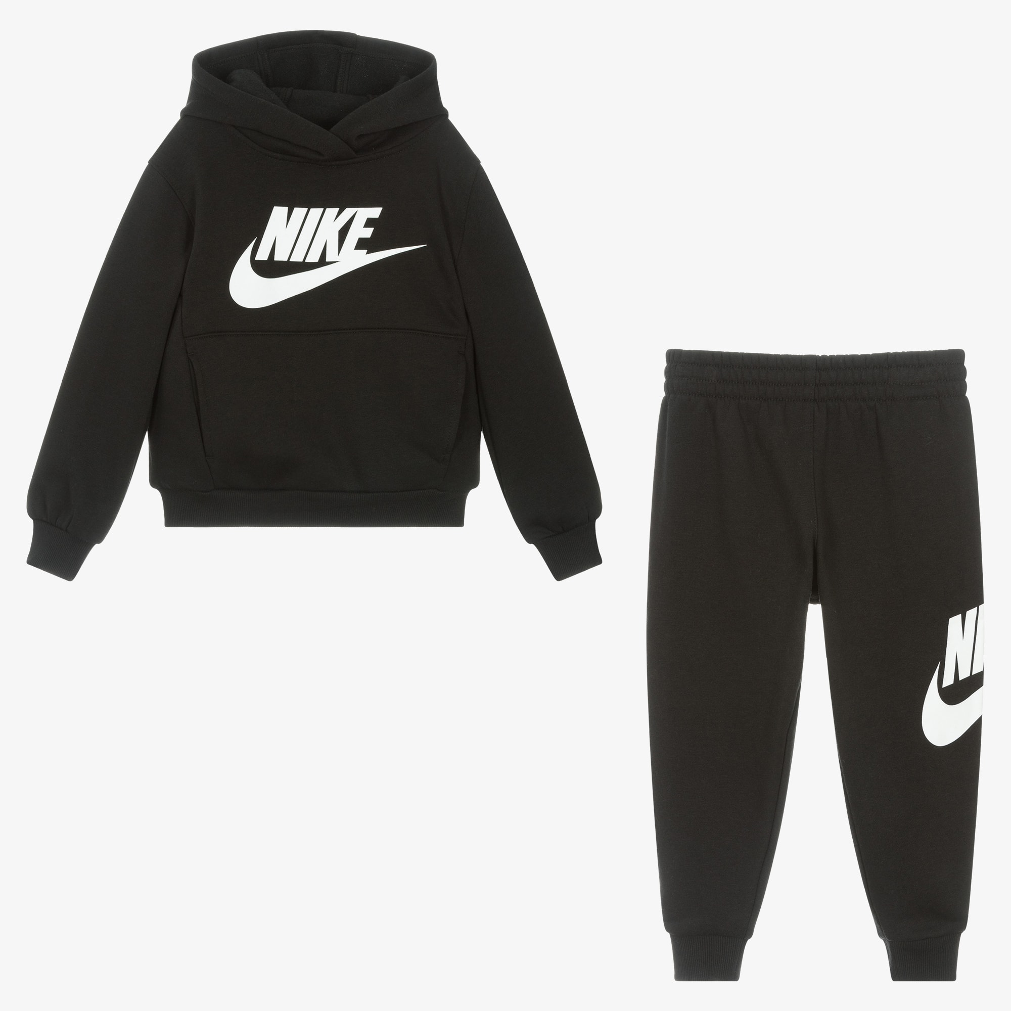 Black Cotton Tracksuit With Swoosh Logo - View 3