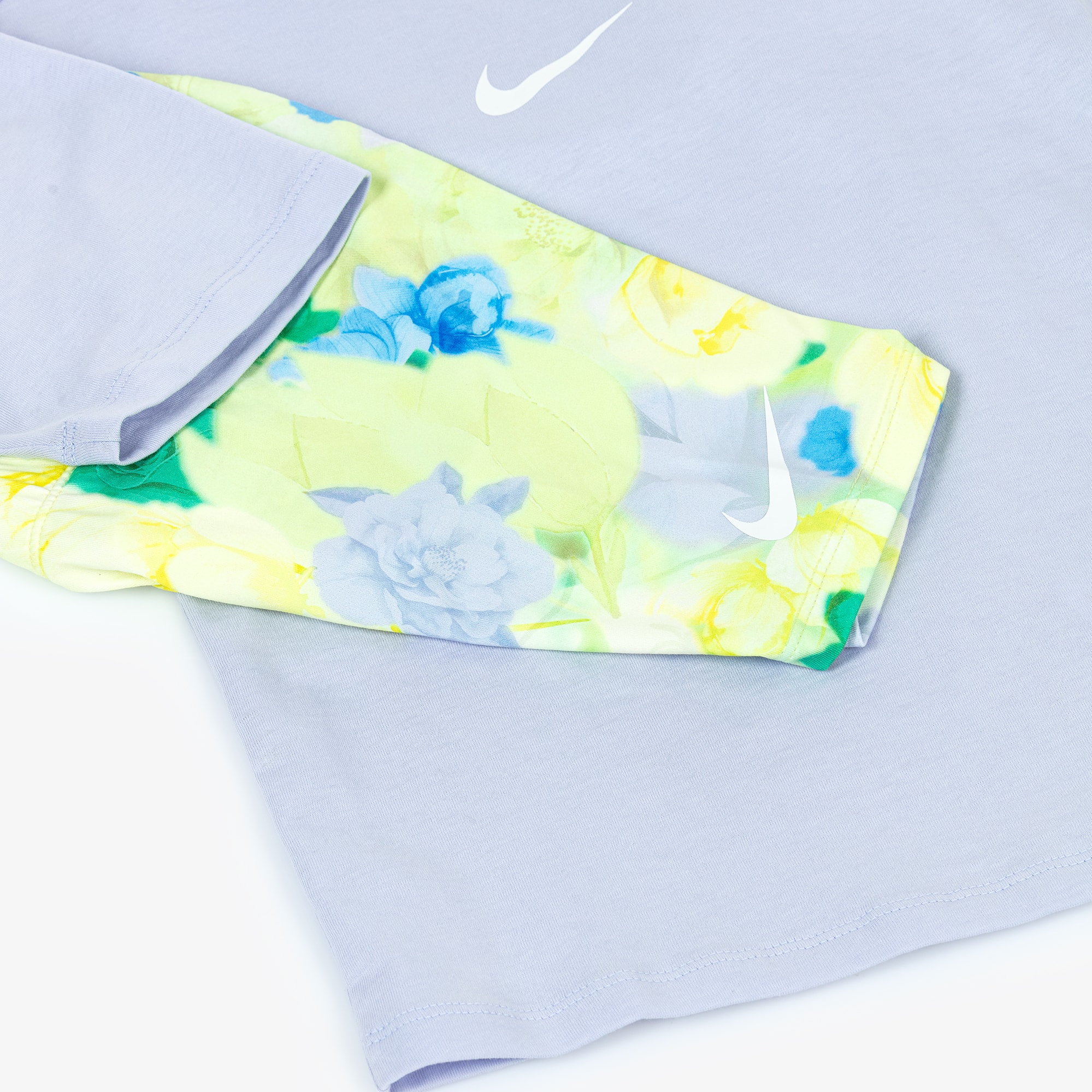 Girls Lilac & Green Floral Cycle Shorts Set - View 4