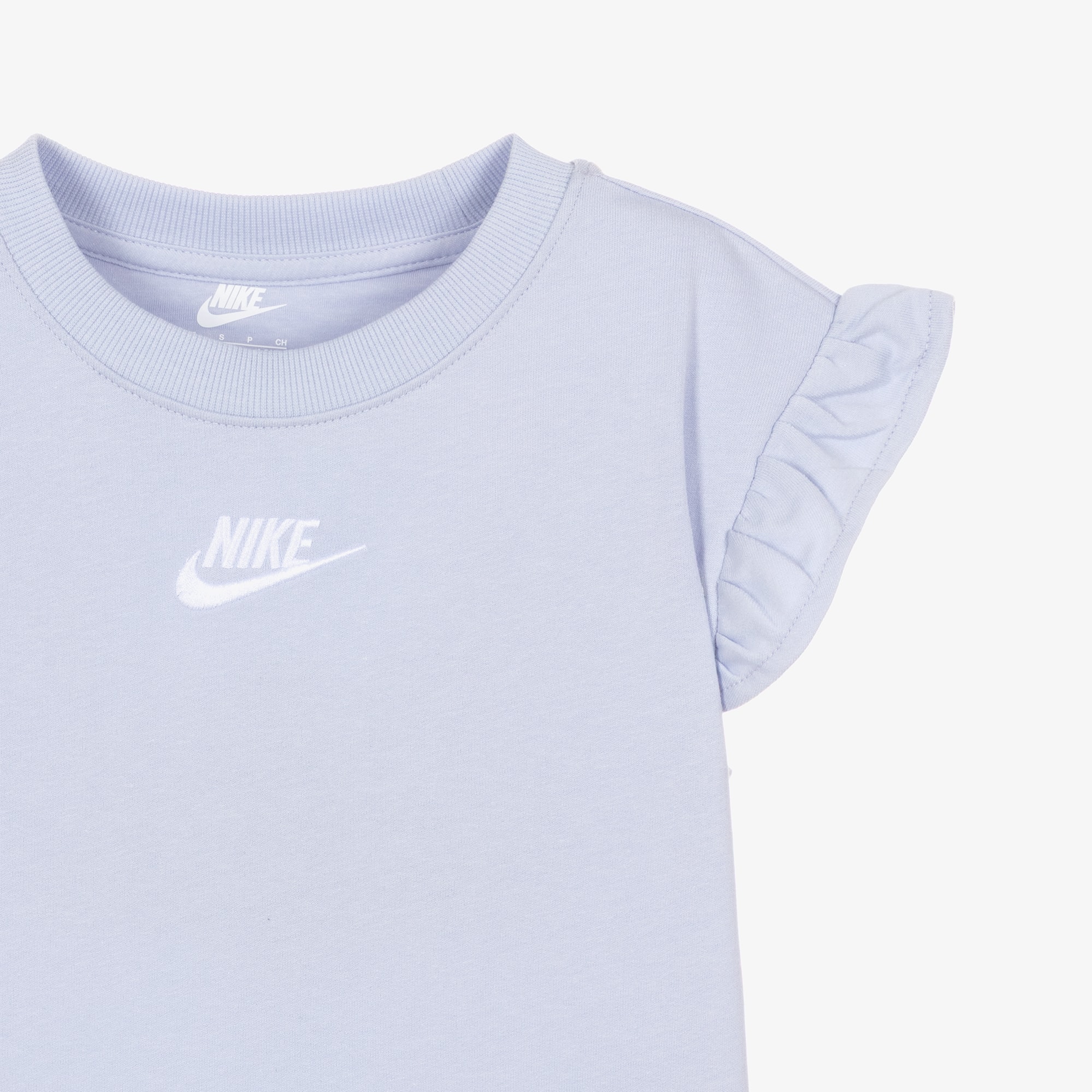 Girls Pastel Blue Jersey Shorts Set with Frill Sleeves - View 4