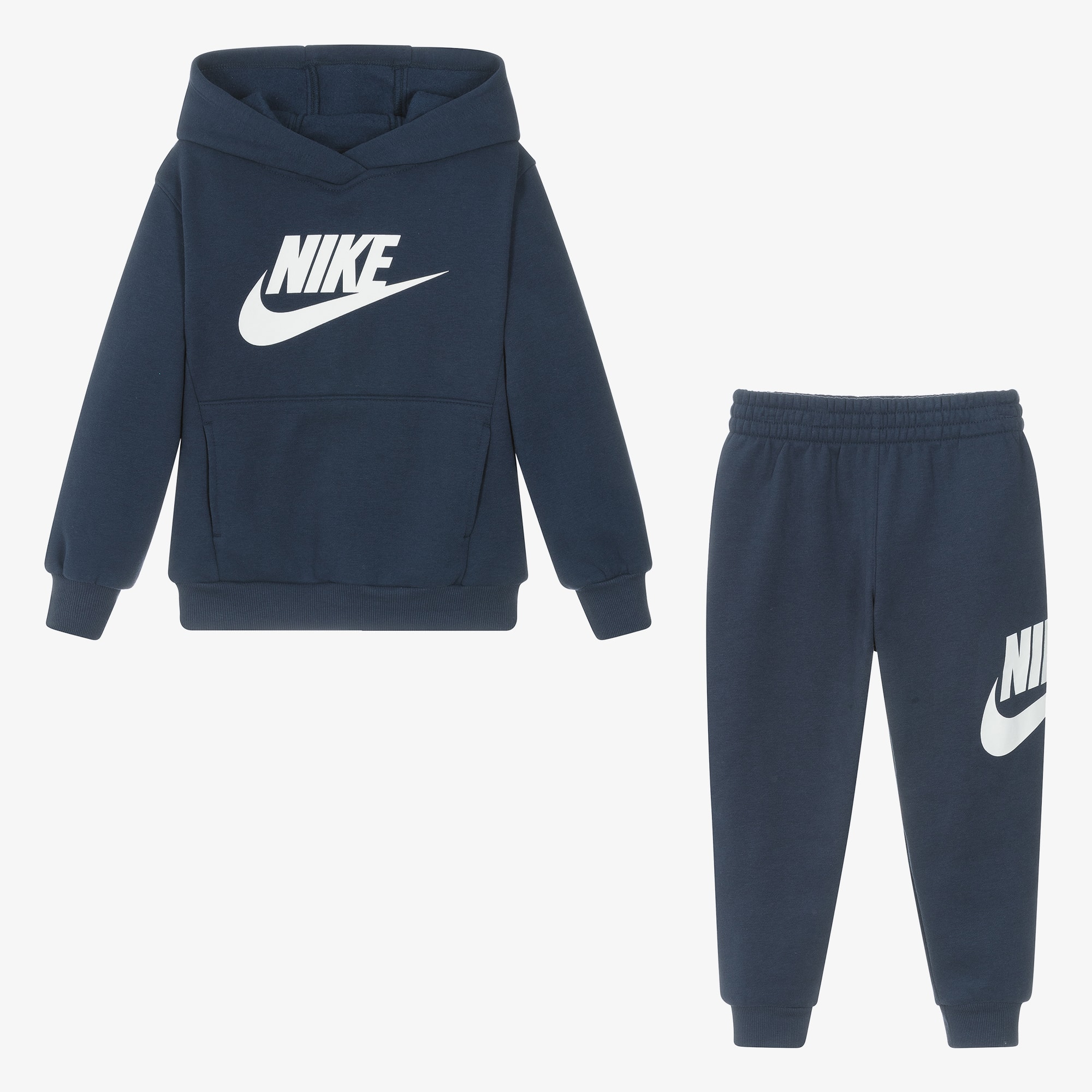 Navy Blue Cotton Tracksuit With Swoosh Logo - View 2