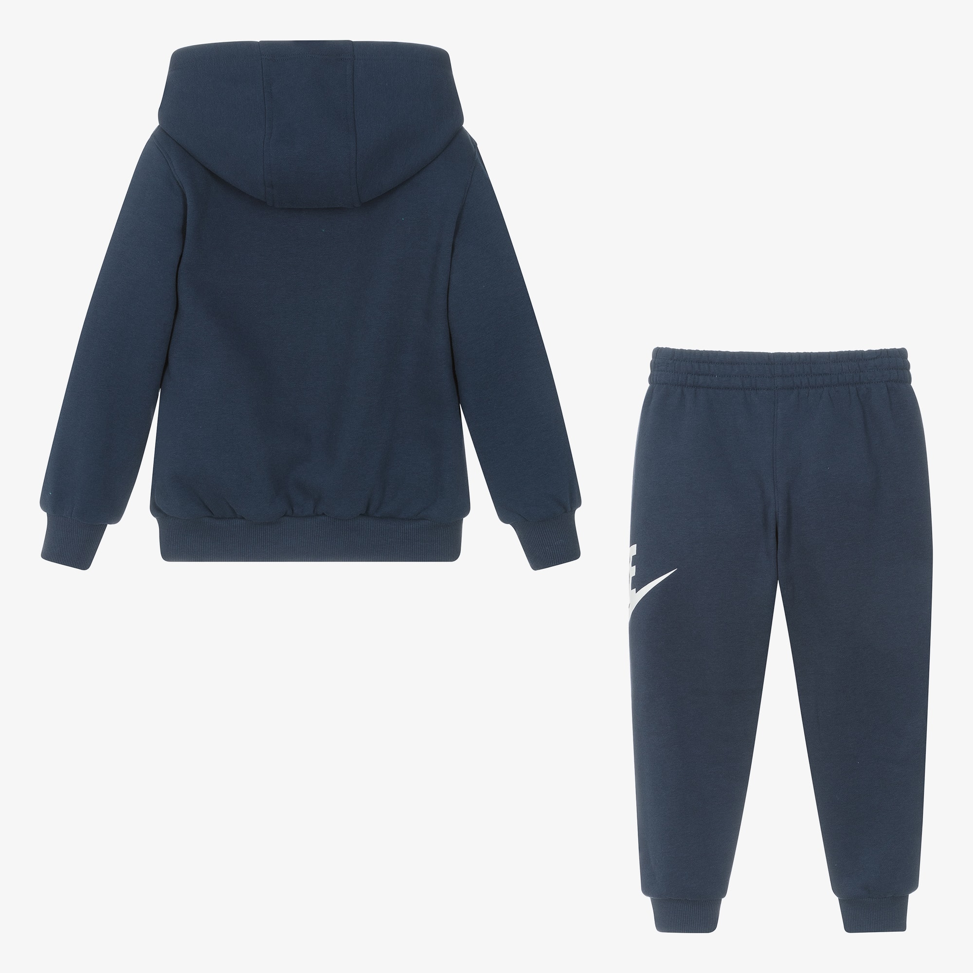 Navy Blue Cotton Tracksuit With Swoosh Logo - View 3
