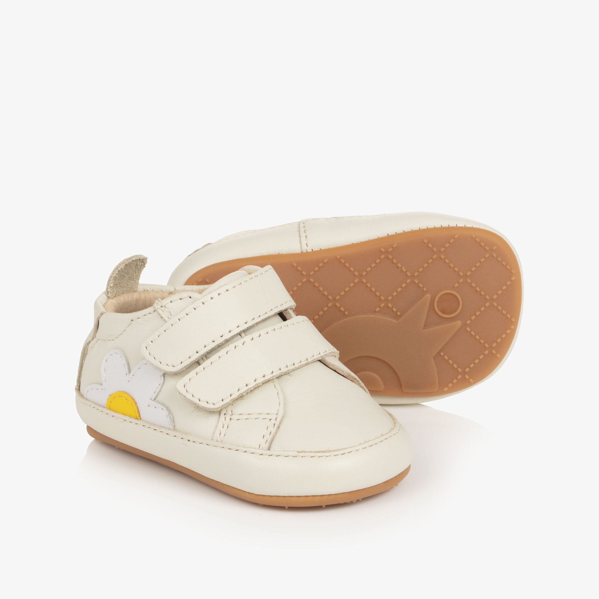 Baby Girls Ivory Pre-Walkers with Daisy Motif - View 1