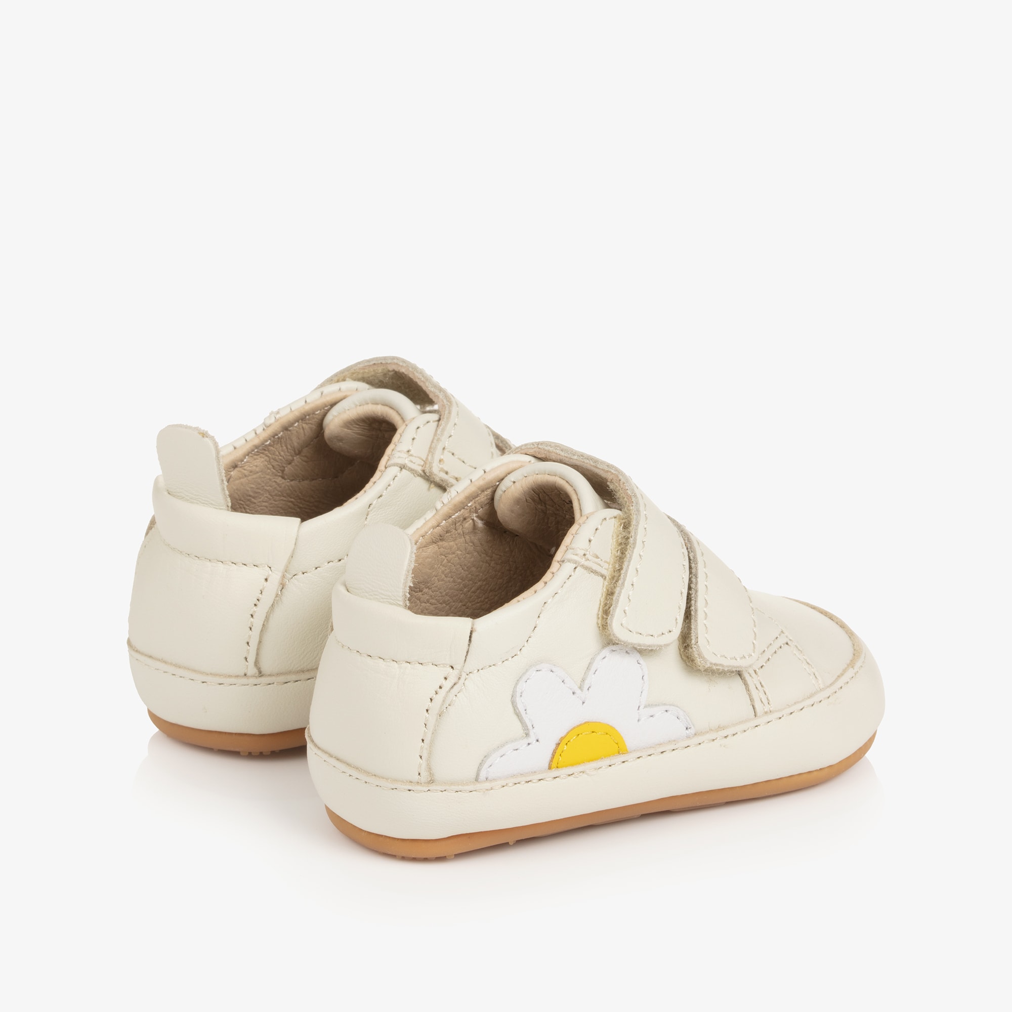 Baby Girls Ivory Pre-Walkers with Daisy Motif - View 3