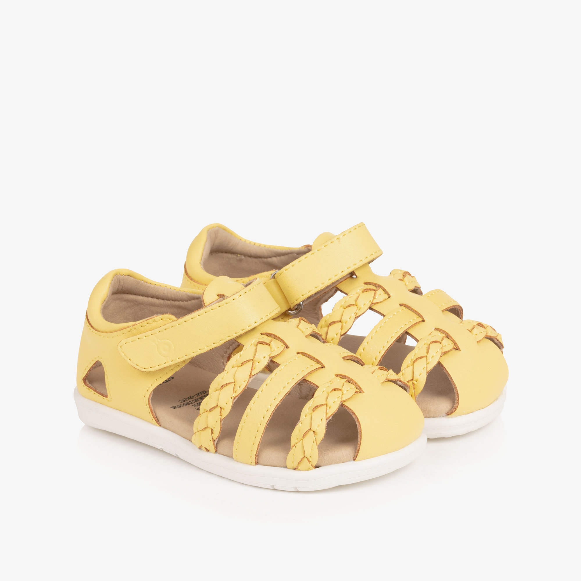 Girls Yellow Leather First Walker Sandals - View 1
