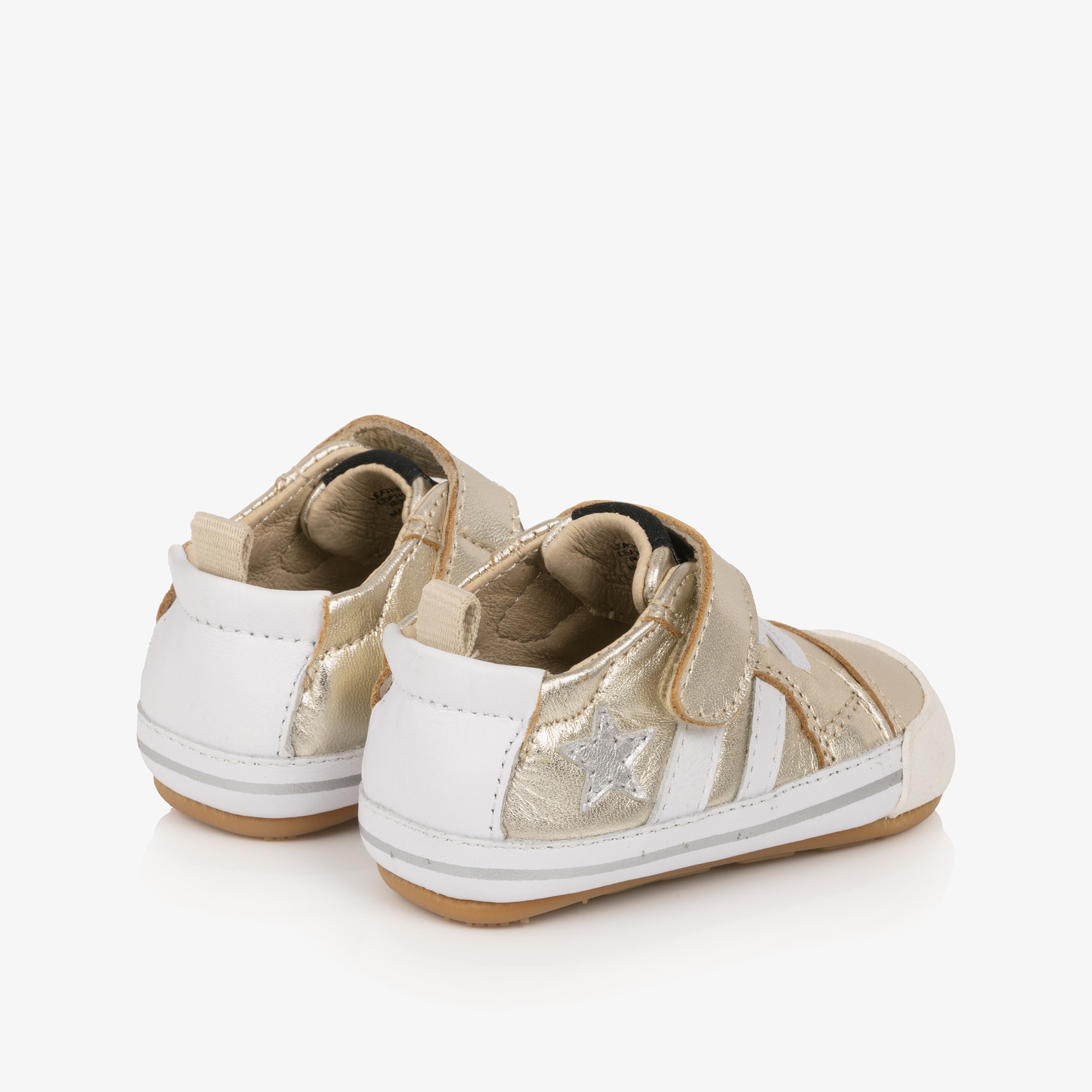 Gold Leather Pre-Walker Trainers - View 2