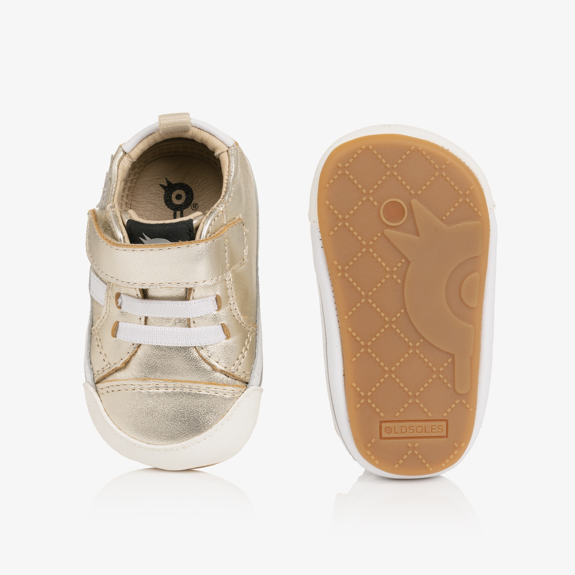 Gold Leather Pre-Walker Trainers - View 3