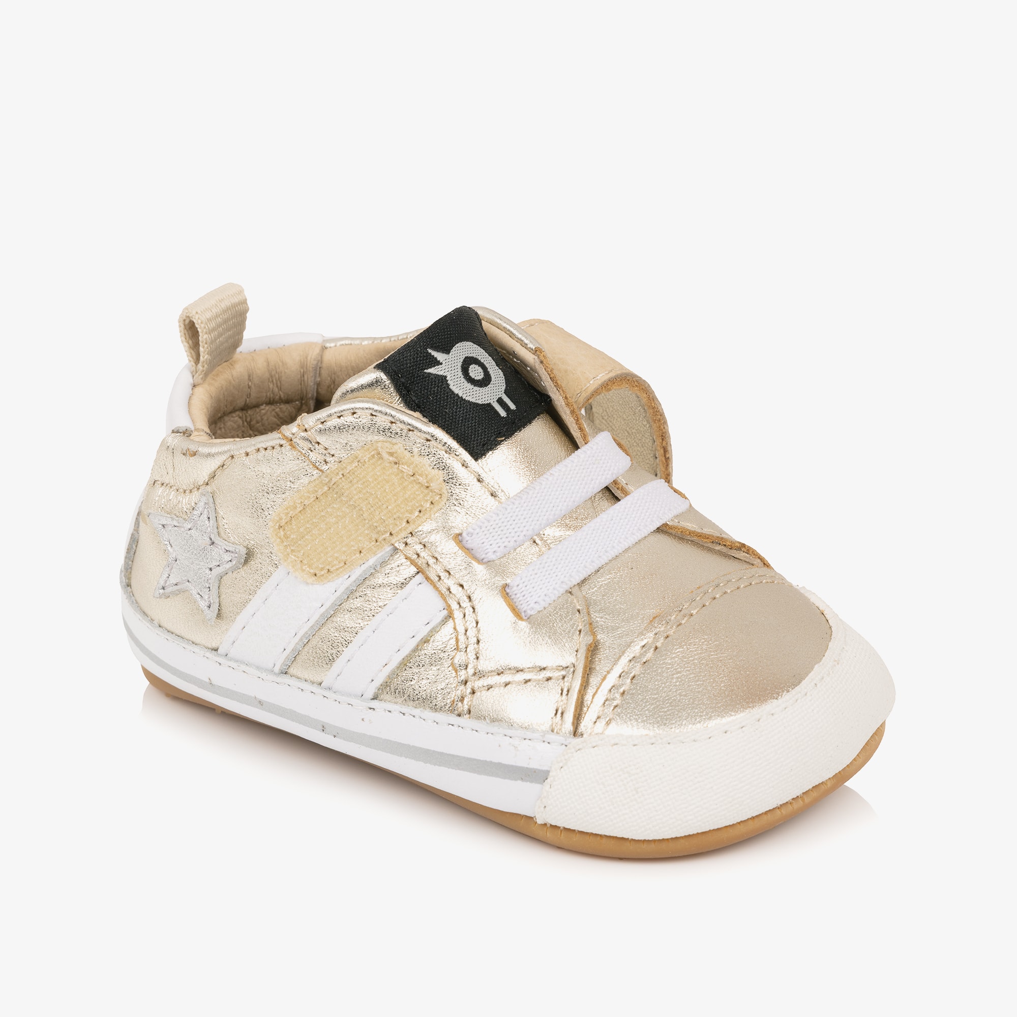 Gold Leather Pre-Walker Trainers - View 5
