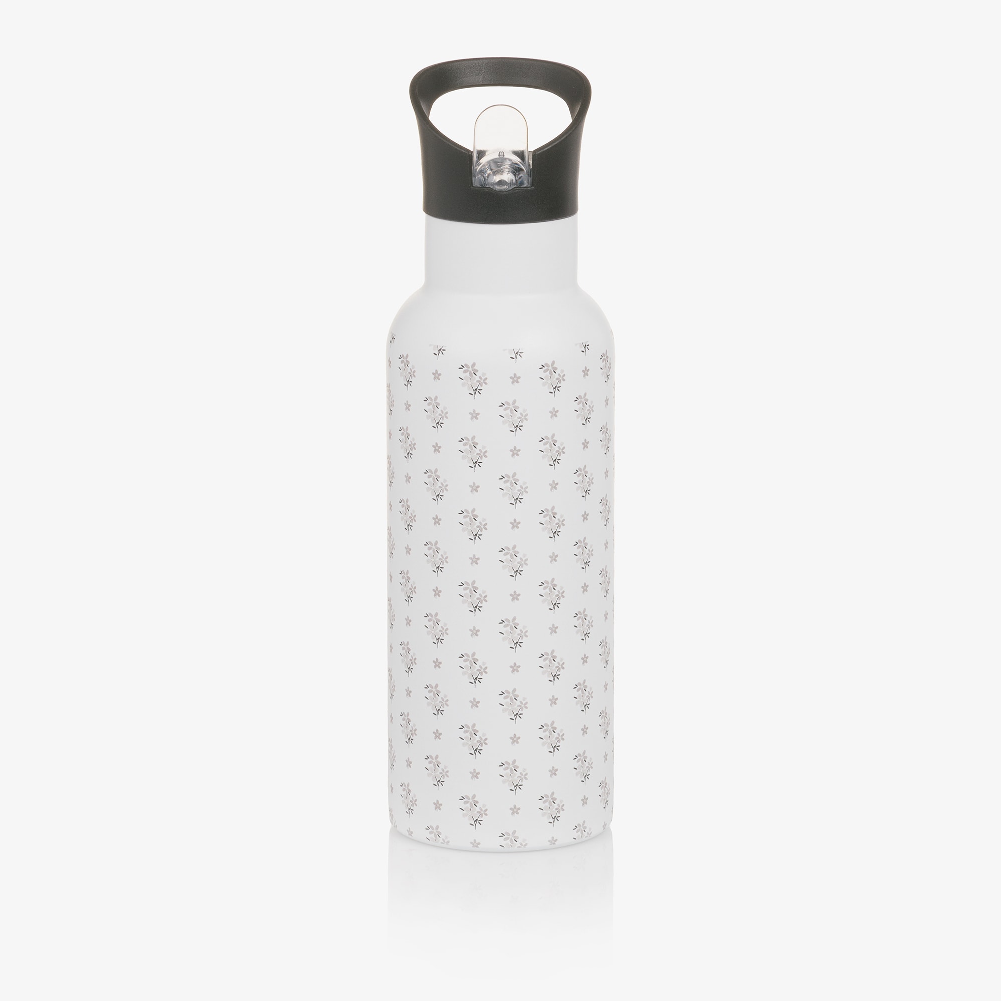 Girls White Insulated Drinks Bottle with Floral Print (25cm) - View 1