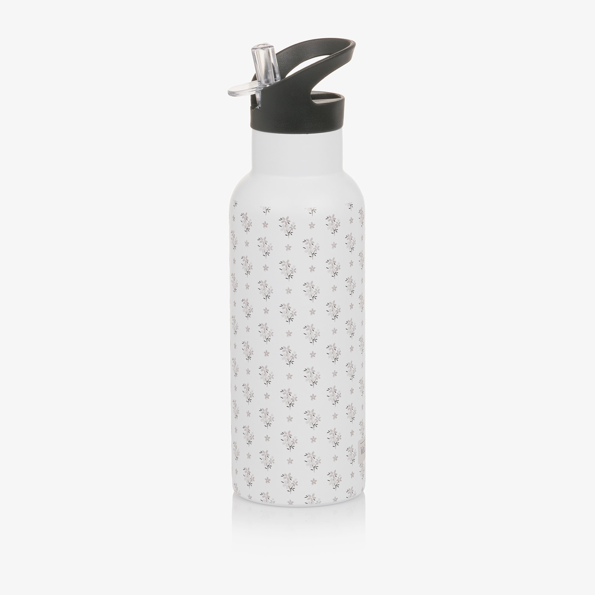 Girls White Insulated Drinks Bottle with Floral Print (25cm) - View 4