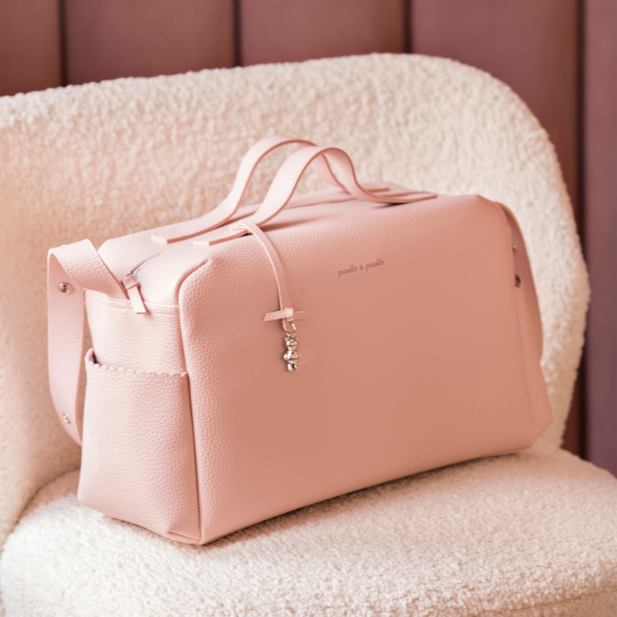 Pale Pink Faux Leather Baby Changing Bag (41cm) - View 2