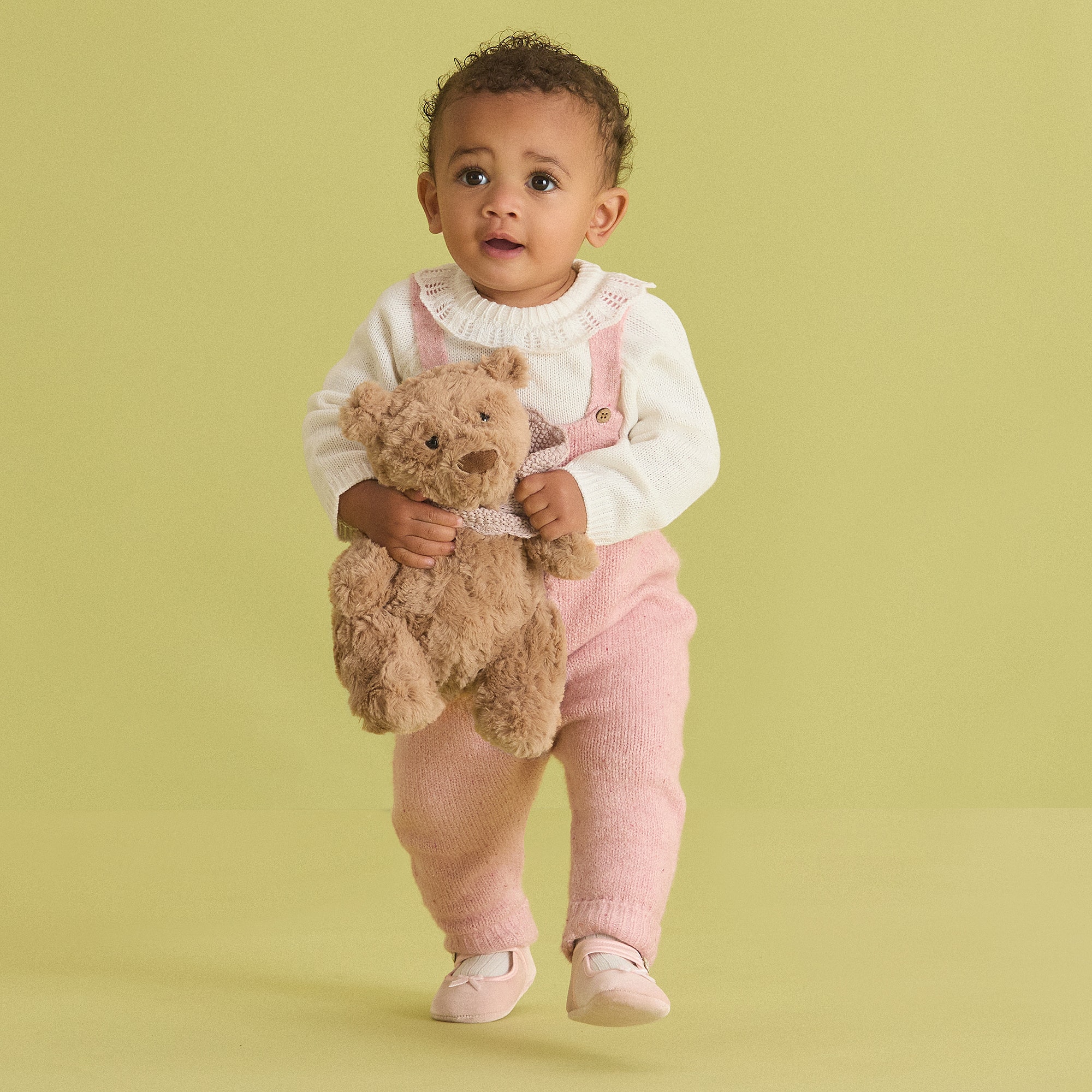 Plush Teddy Bear with Beige Knitted Collar (26cm) - View 2