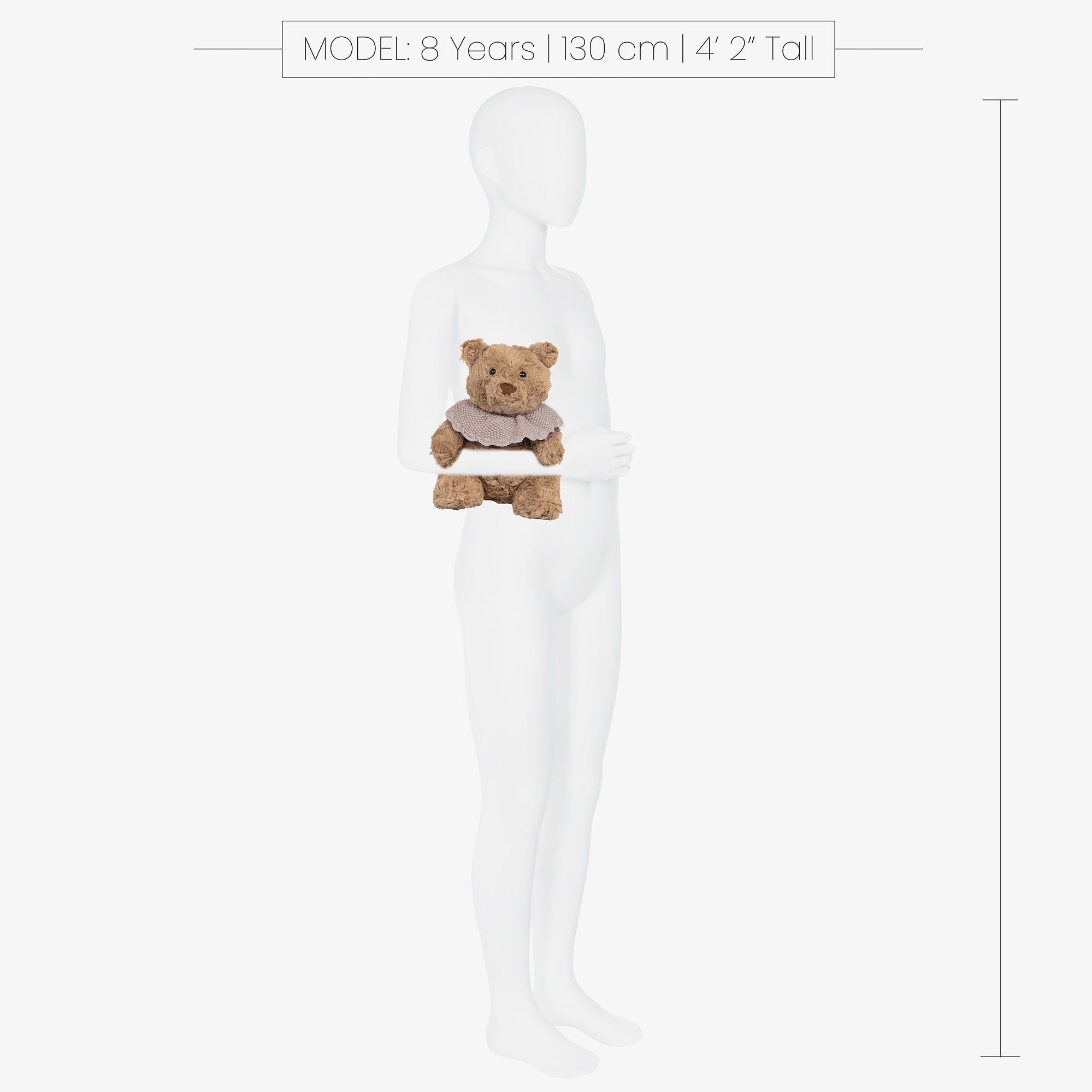 Plush Teddy Bear with Beige Knitted Collar (26cm) - View 3