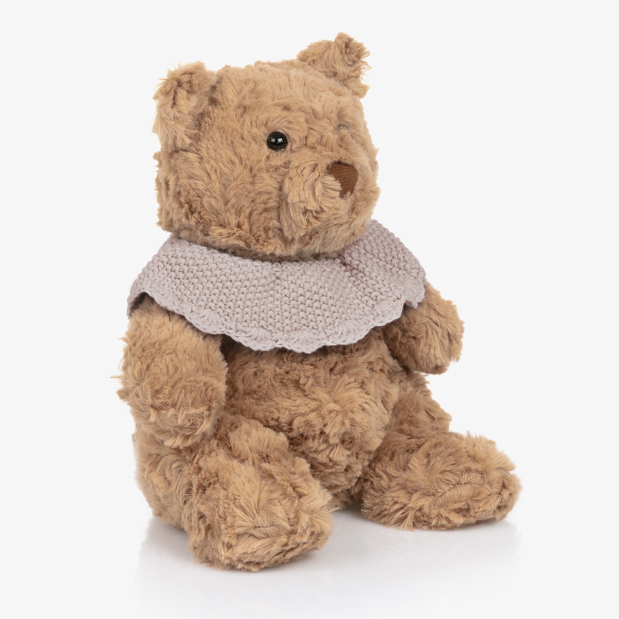Plush Teddy Bear with Beige Knitted Collar (26cm) - View 4