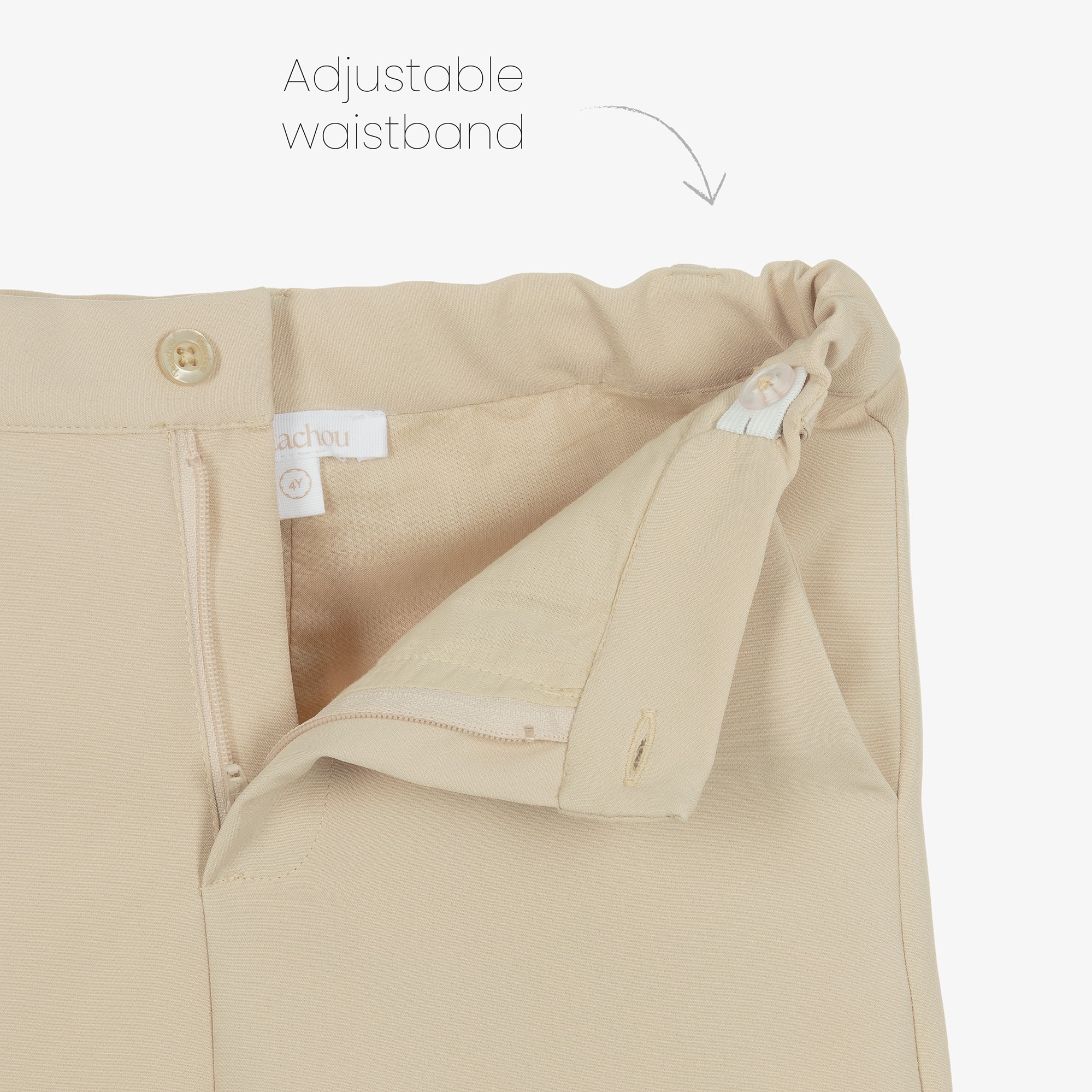 Boys Beige Crêpe & Satin Shorts Suit - View 6