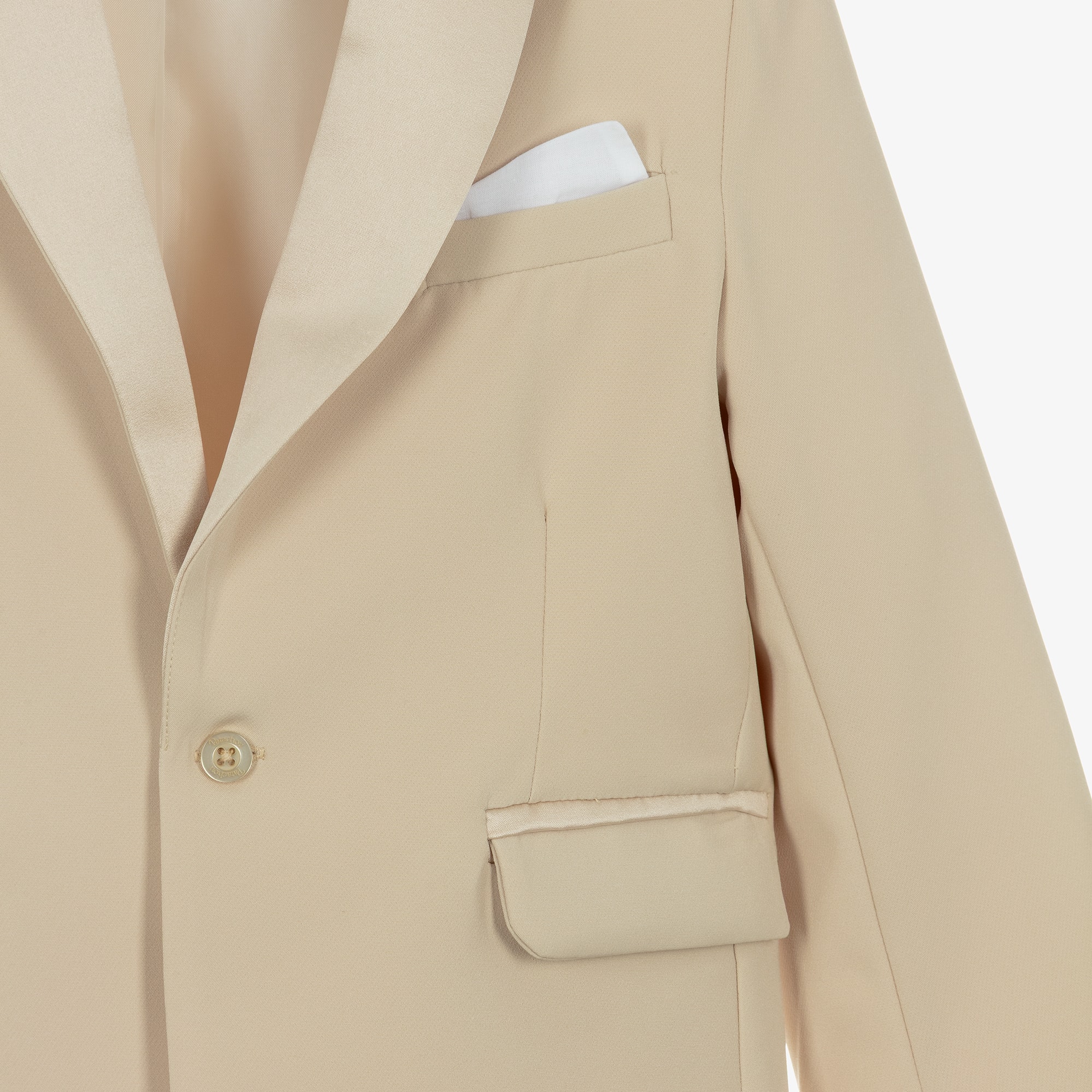 Boys Beige Crêpe & Satin Shorts Suit - View 7
